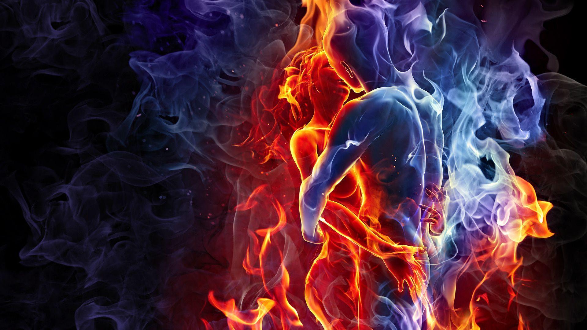 1920x1080 Fire Couple Wallpaper