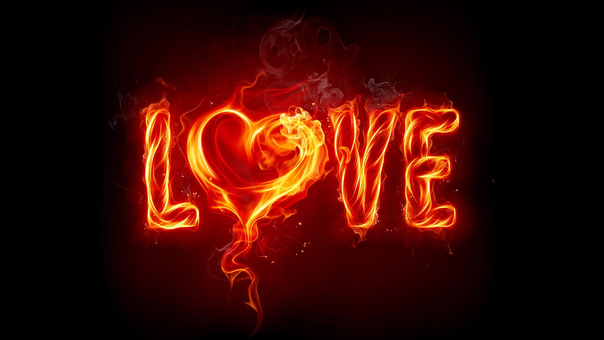 1920x1080 Burning Love Fire En 3D