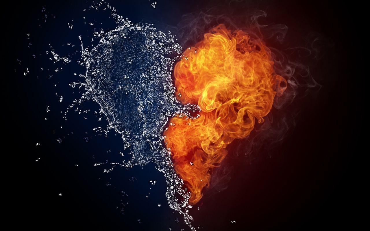 1280x800 Free download Water And Fire Heart HD Wallpaper Love Wallpaper HD [1280x800] for your Desktop, Mobile & Tablet. Explore Love Flame Wallpaper. Flame Background, Flame Wallpaper, Blue Flame Wallpaper