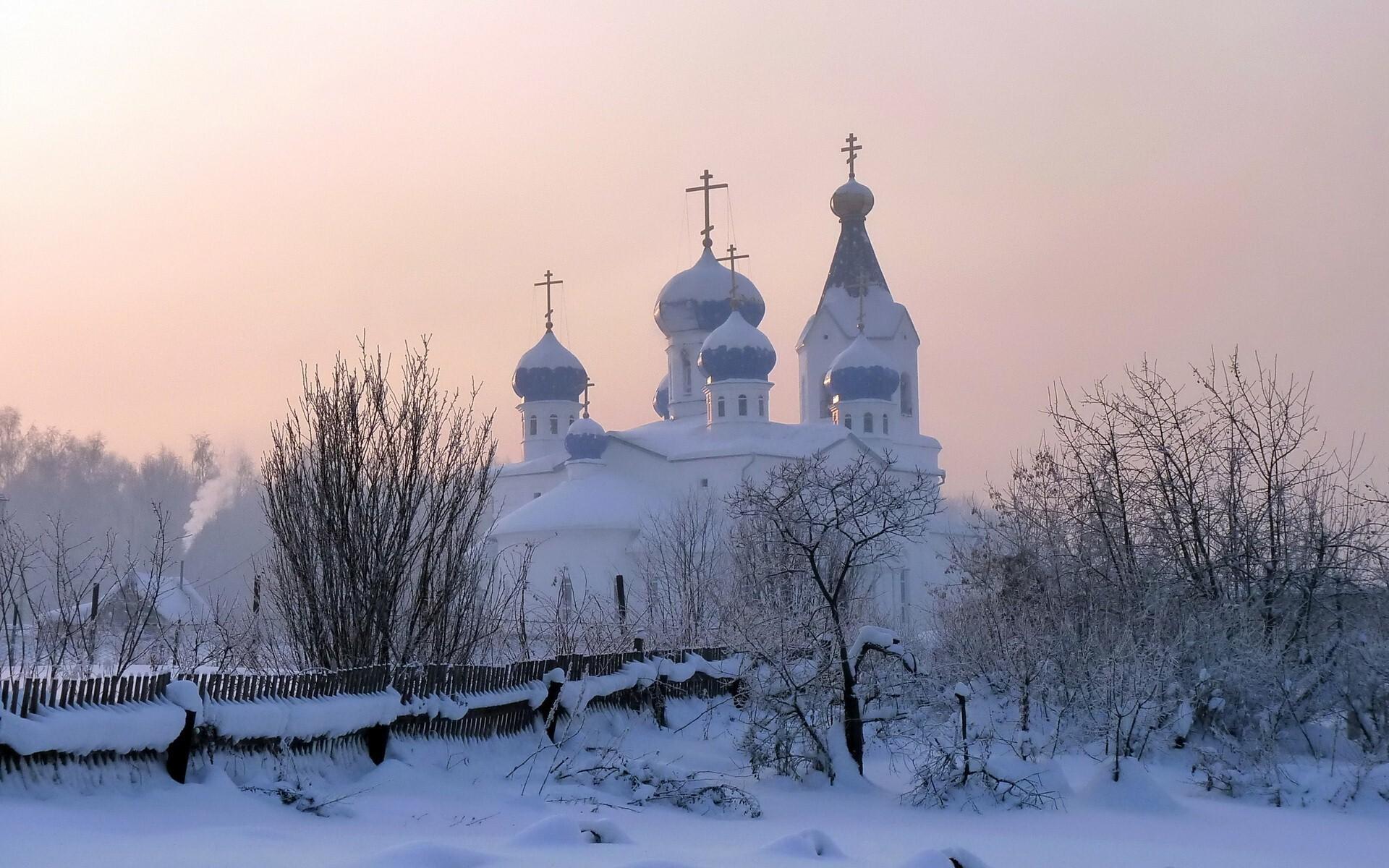 1920x1200 A Winter Church Wallpaper