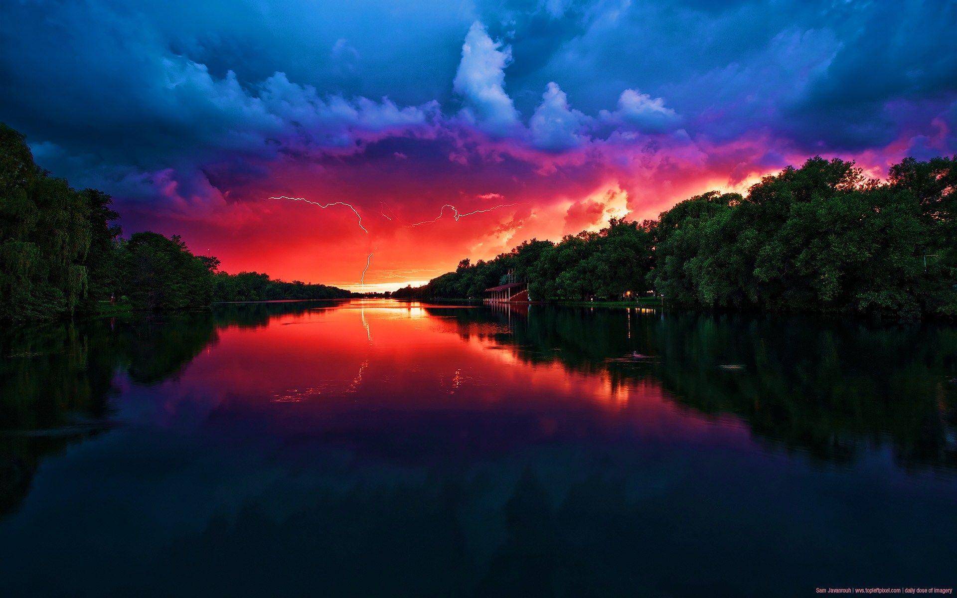 1920x1200 Red and Blue Sky Wallpaper