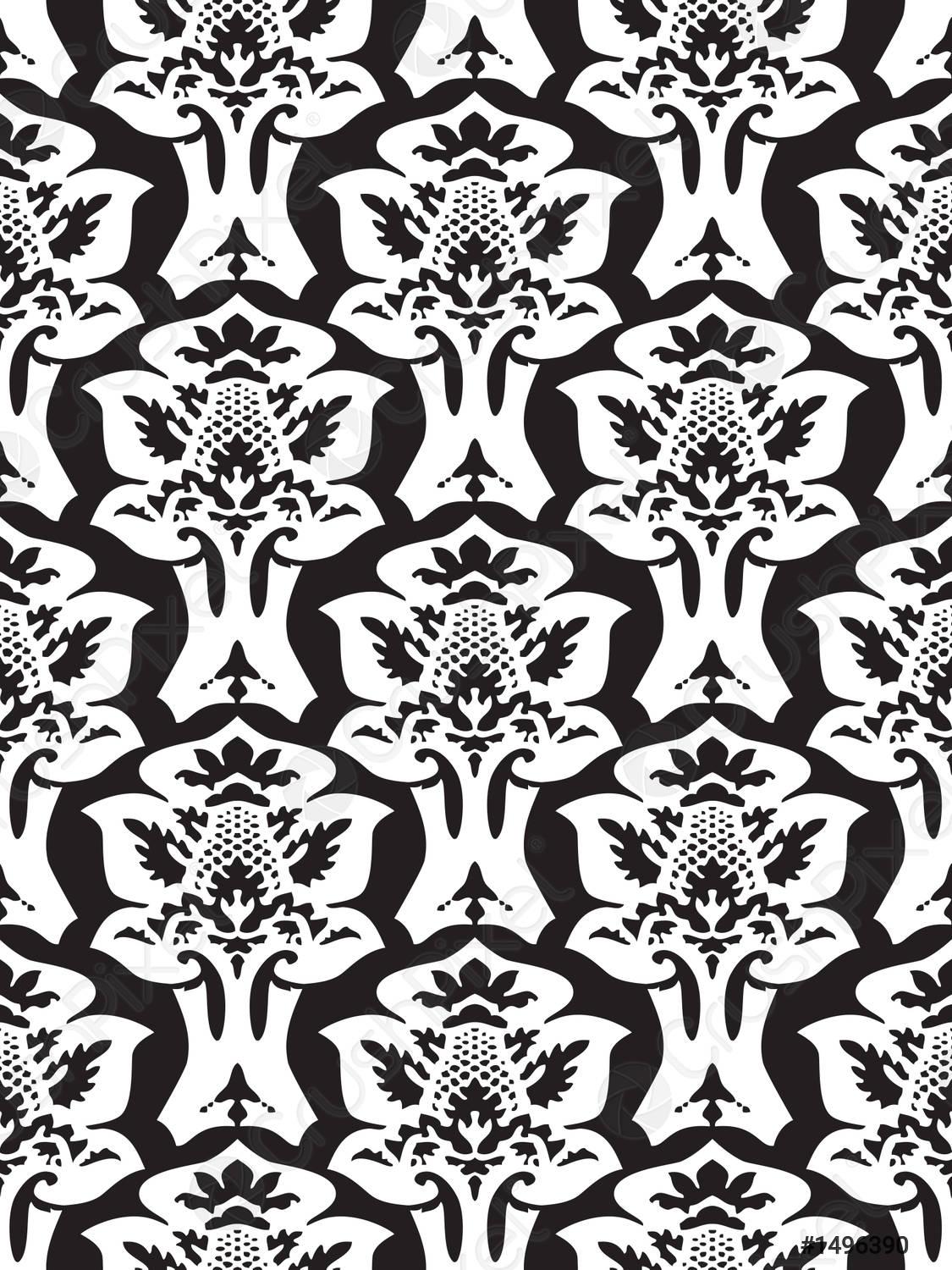 1125x1500 Vector damask seamless floral pattern black and white background Elegant