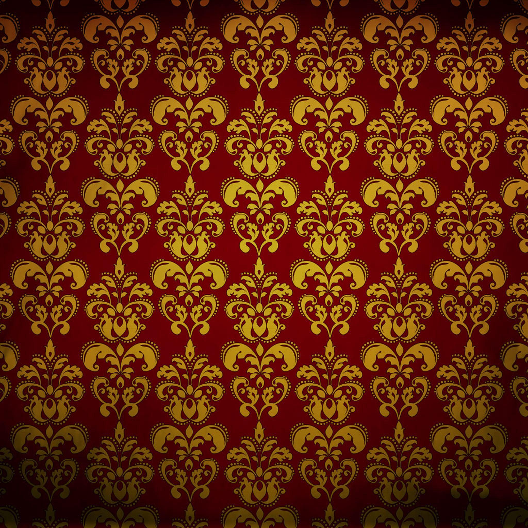 2048x2048 Retro Golden Cozy Flower Pattern iPad Air Wallpaper Free Download