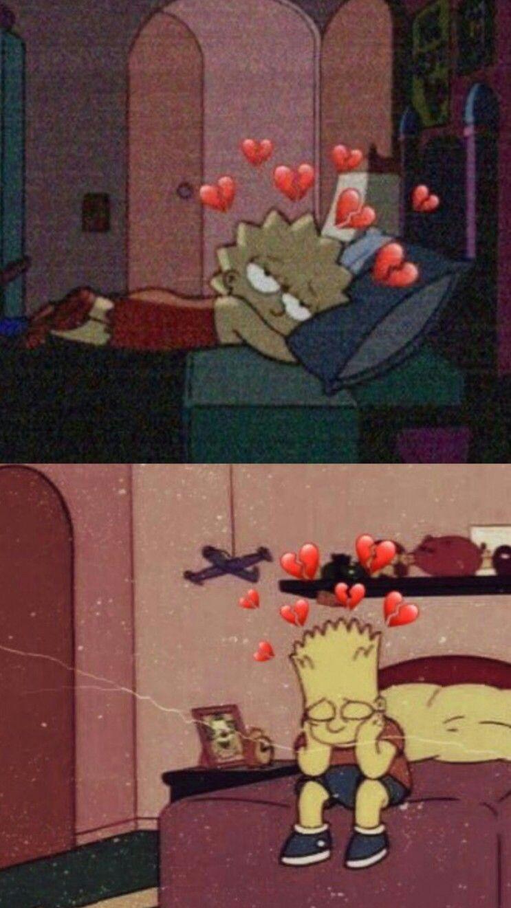 743x1321 Broken Heart Sad Aesthetic Cartoon Wallpaper