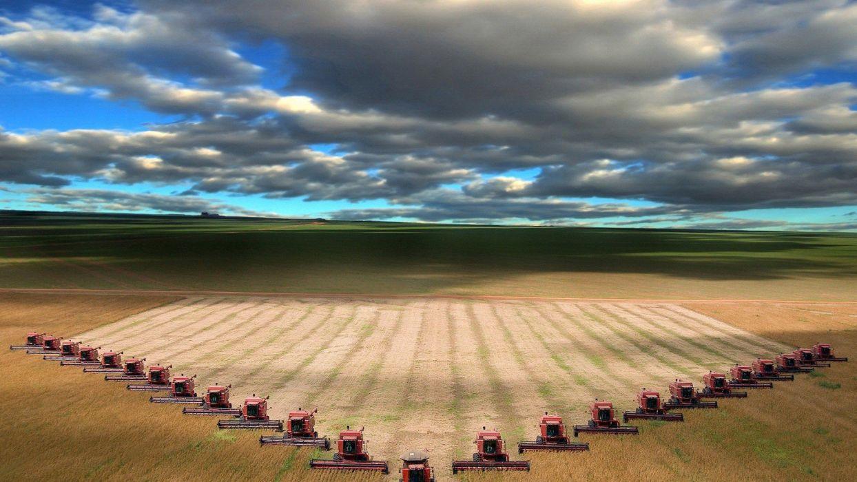 1244x700 Clouds landscapes nature combine harvester Harvester wallpaperx1080