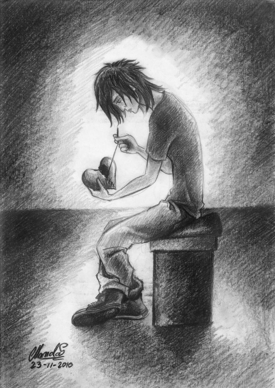900x1267 broken heart sad wallpaper, cartoon, drawing, sketch, illustration, black and white, sitting, photography, monochrome, art, artwork