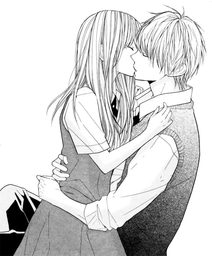 850x1024 Cute Anime Couple Black Wallpaper