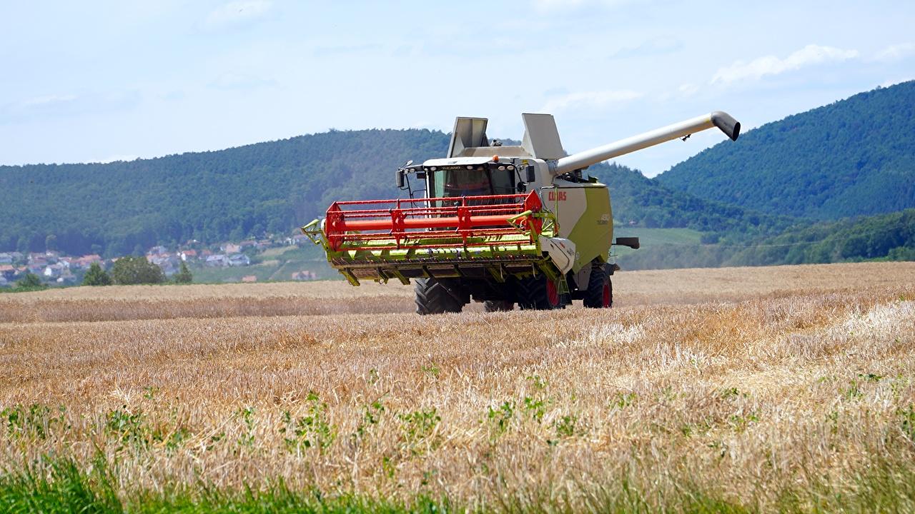 1280x720 Wallpaper Combine harvester Fields