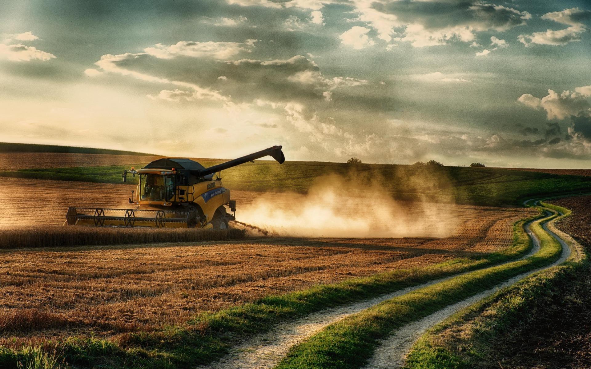 1920x1200 Download wallpaper harvesting, combine, harvester, field, wheat, night, sunset, work for desktop with resolution 1920x1200. High Quality HD picture wallpaper