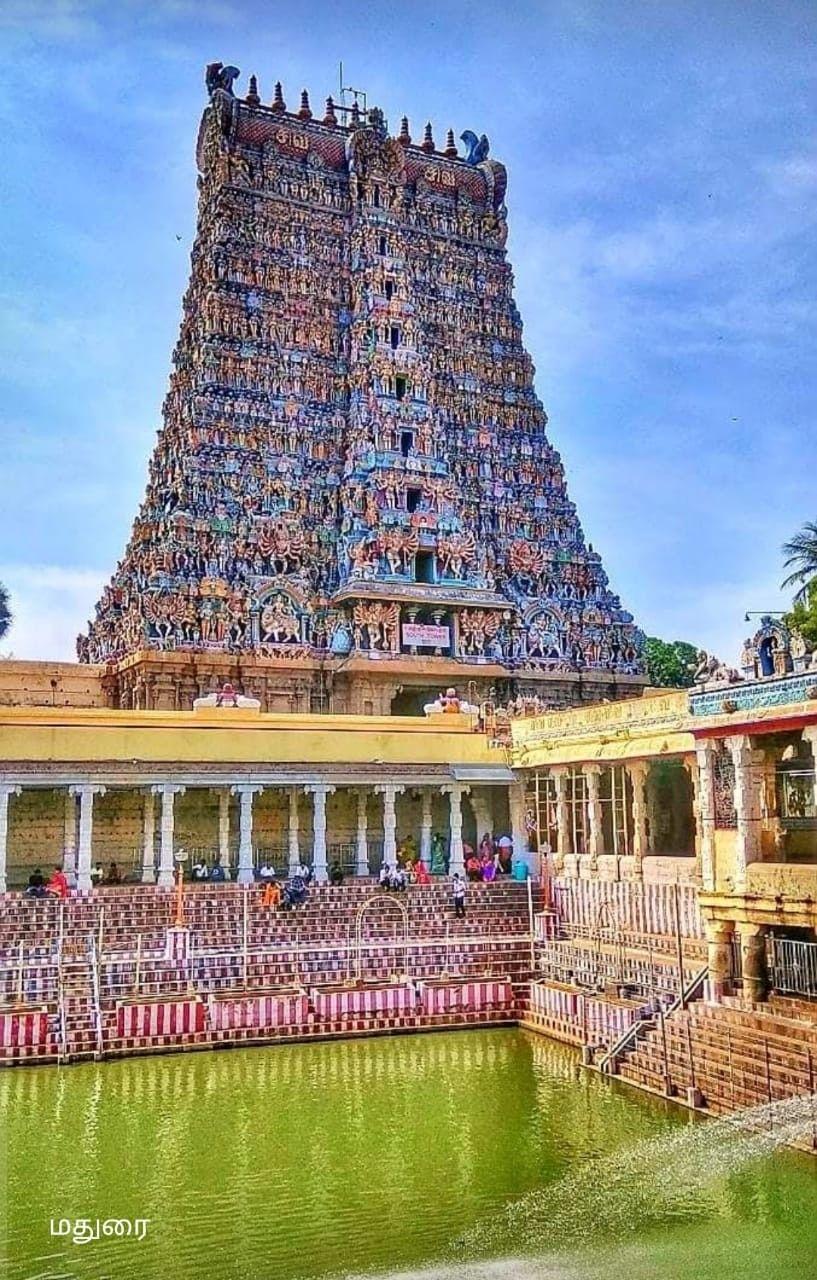 817x1280 This is the South Gopuram (Tower) of the grand Meenakshi Amman Temple, Madurai, Tamilnadu. The height of this tower. Temple photography, Temple india, Temple city