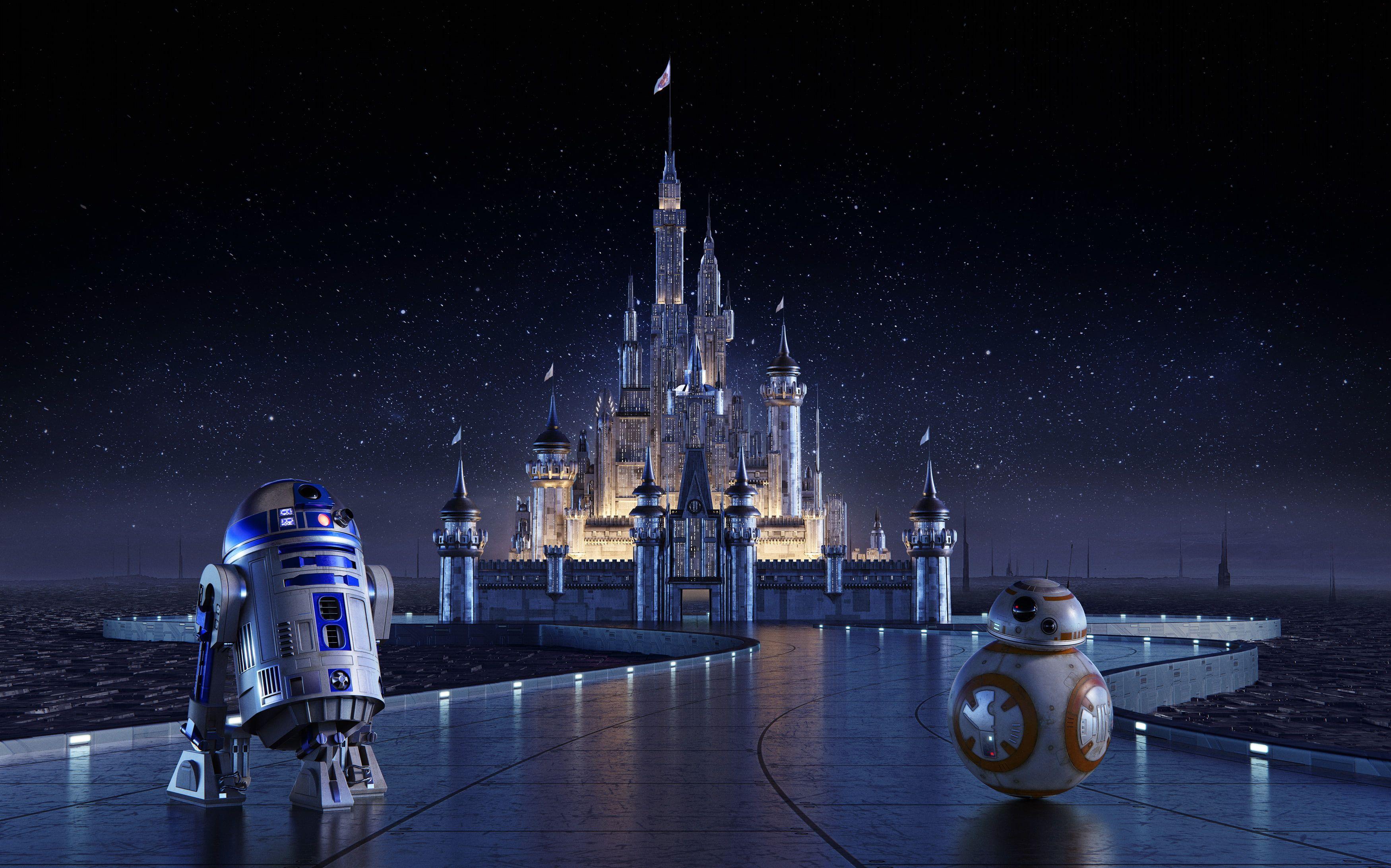 3500x2185 Disney Castle #R2 D2 #BB 8 Star Wars Cinderella Castle K K #wallpaper #hdwallpaper #deskt. Star Wars Wallpaper, Star Wars Movies Posters, Star Wars Background