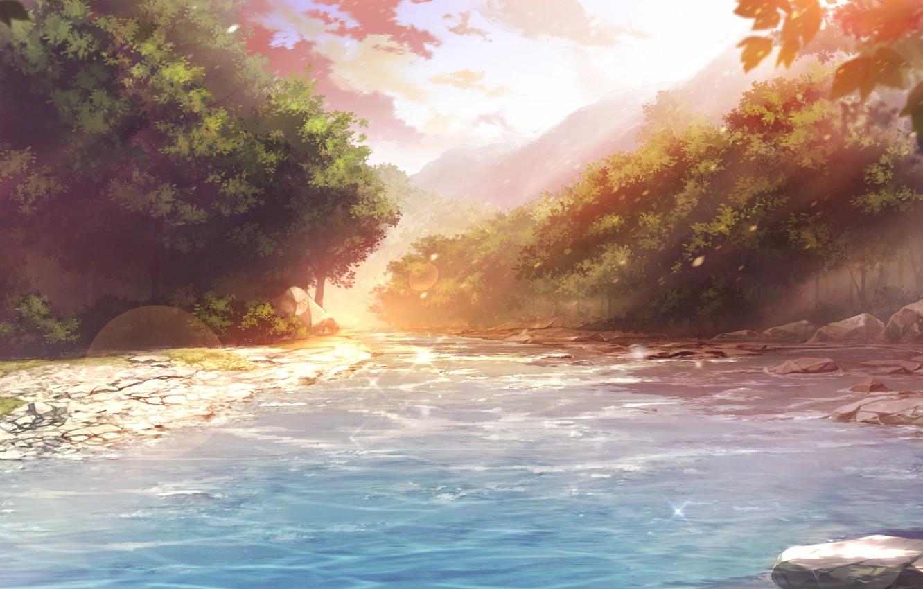 1332x850 Wallpaper water, trees, nature, bokeh image for desktop, section арт