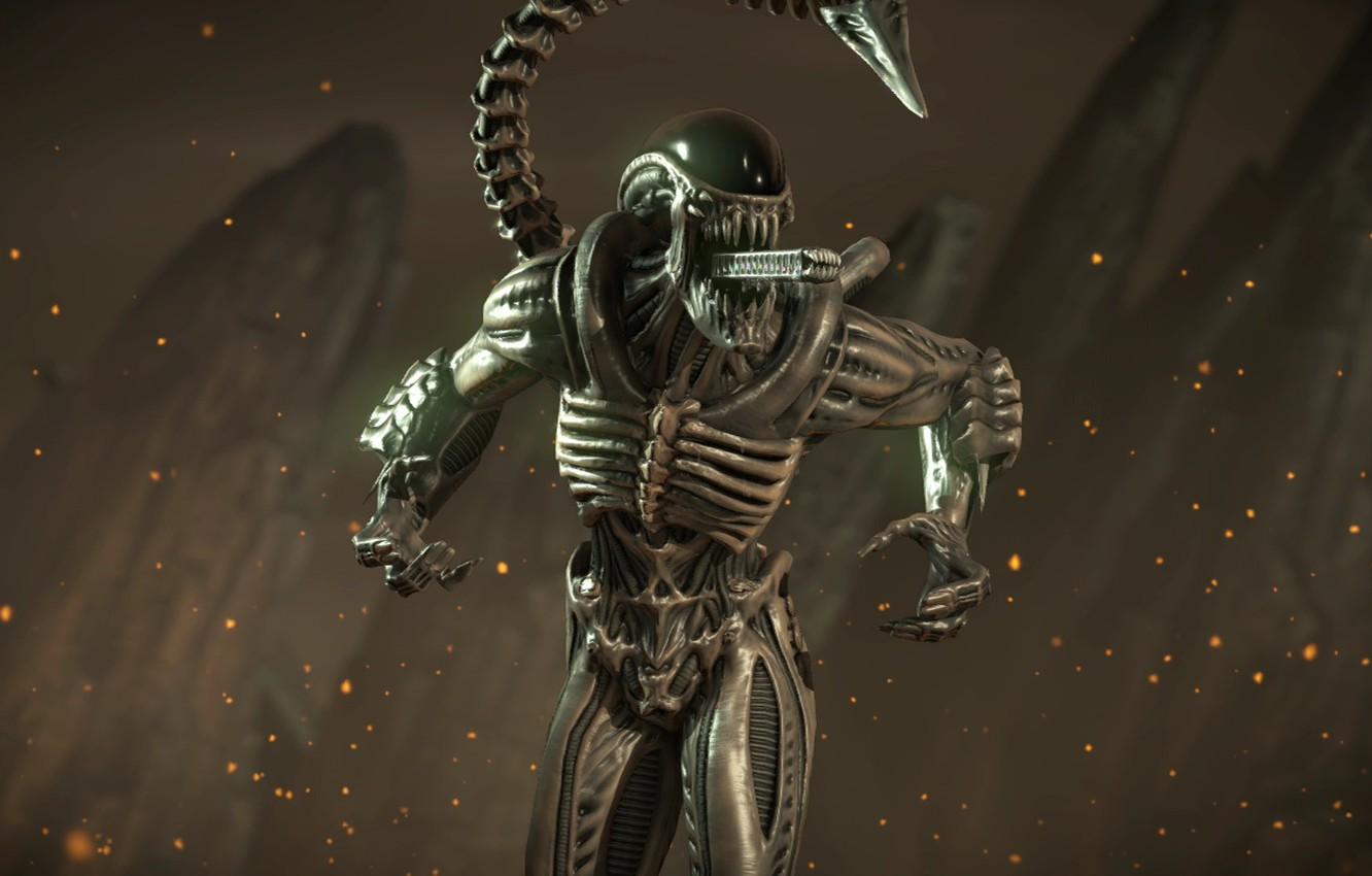 1332x850 Wallpaper alien, fighting, xenomorph, Mortal Kombat X image for desktop, section игры