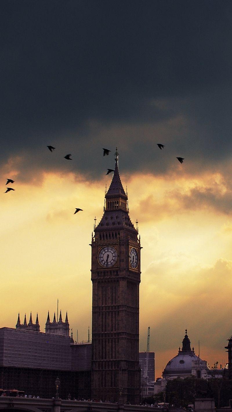 800x1420 Download wallpaper 800x1420 london, big ben, sunset, shadow, sky