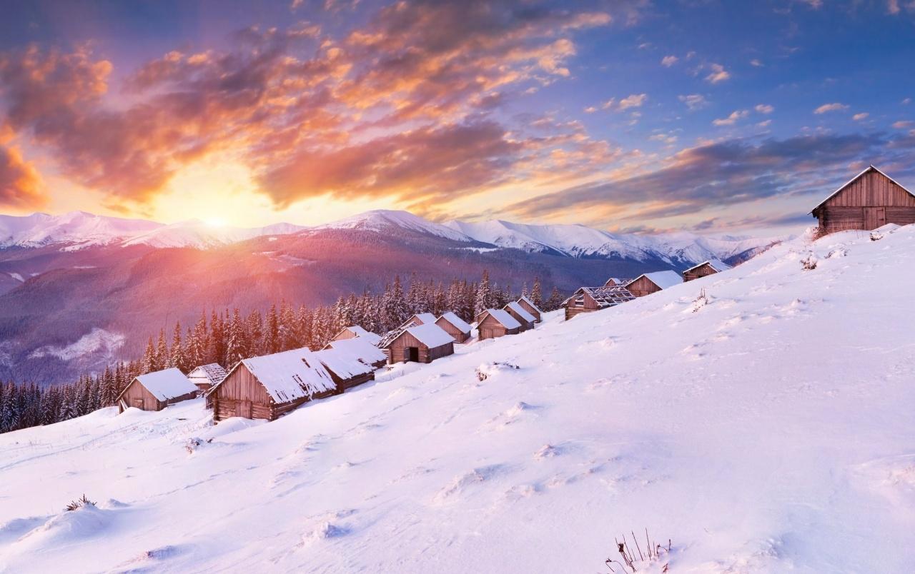 1280x804 Amazing Winter Sunset wallpaper. Amazing Winter Sunset