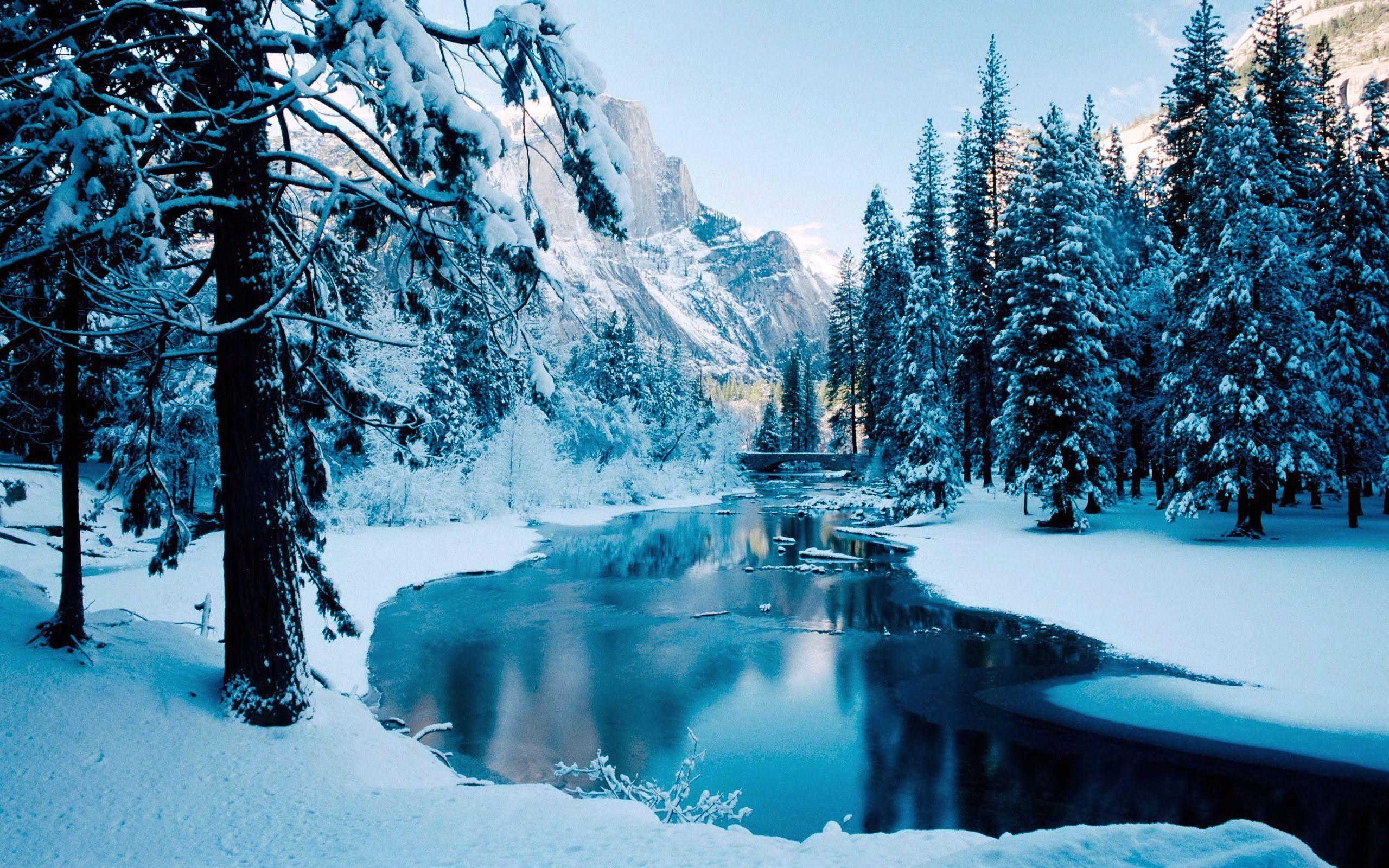 2560x1600 Snow River Wallpaper, HD Snow River Background