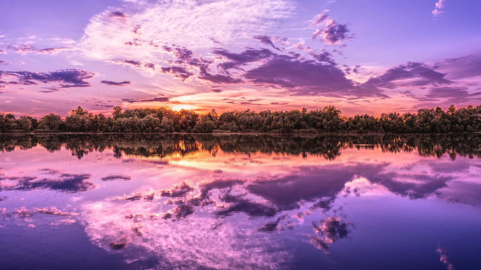 1920x1080 Sunrise Reflection On Lake 1080P Laptop Full HD Wallpaper, HD Nature 4K Wallpaper, Image, Photo and Background