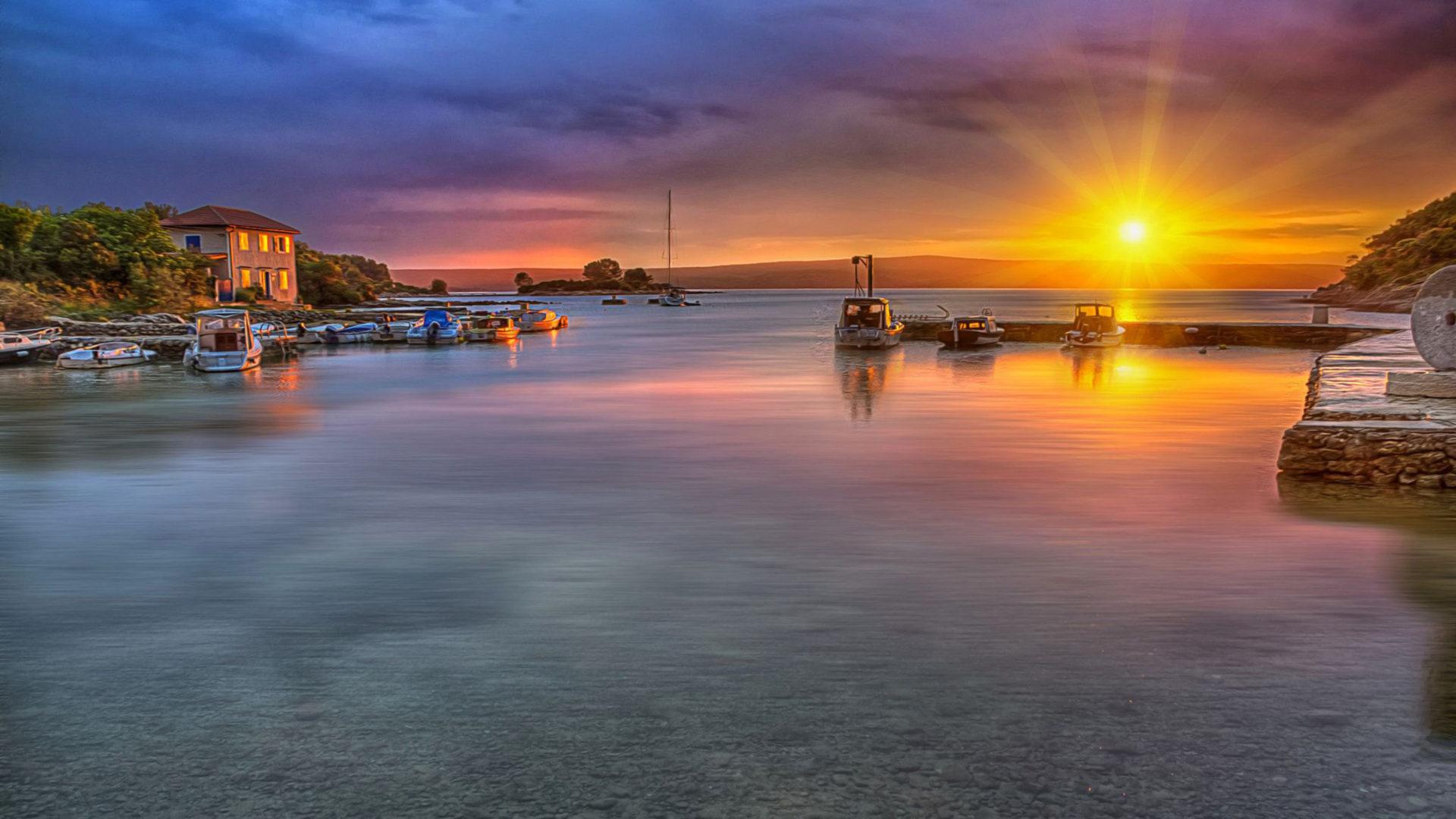 1920x1080 Sunrise Morning In Nerezine Croatia Landscape Photography Ultra HD Wallpaper For Desktop Mobile Phones Tablet And Laptops 3840x2400 :
