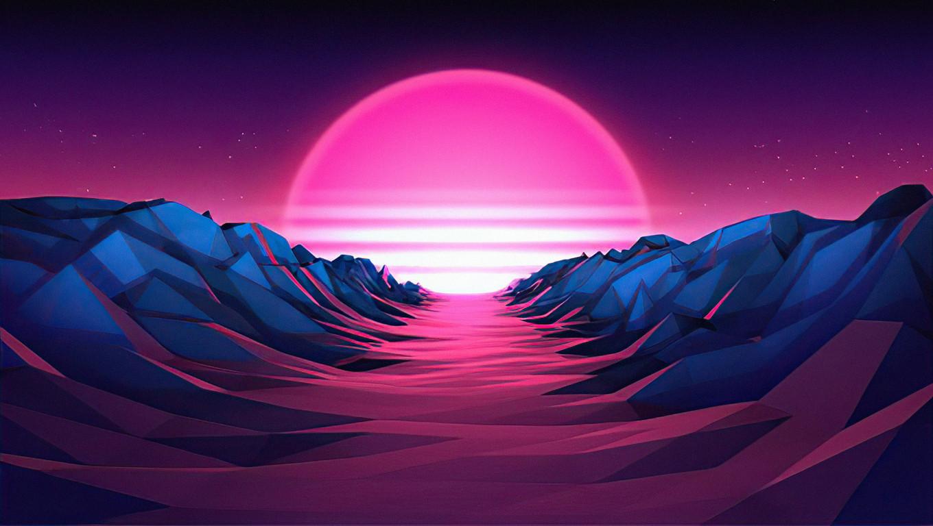 1360x768 Purple Sunrise 4K Vaporwave Desktop Laptop HD Wallpaper, HD Artist 4K Wallpaper, Image, Photo and Background