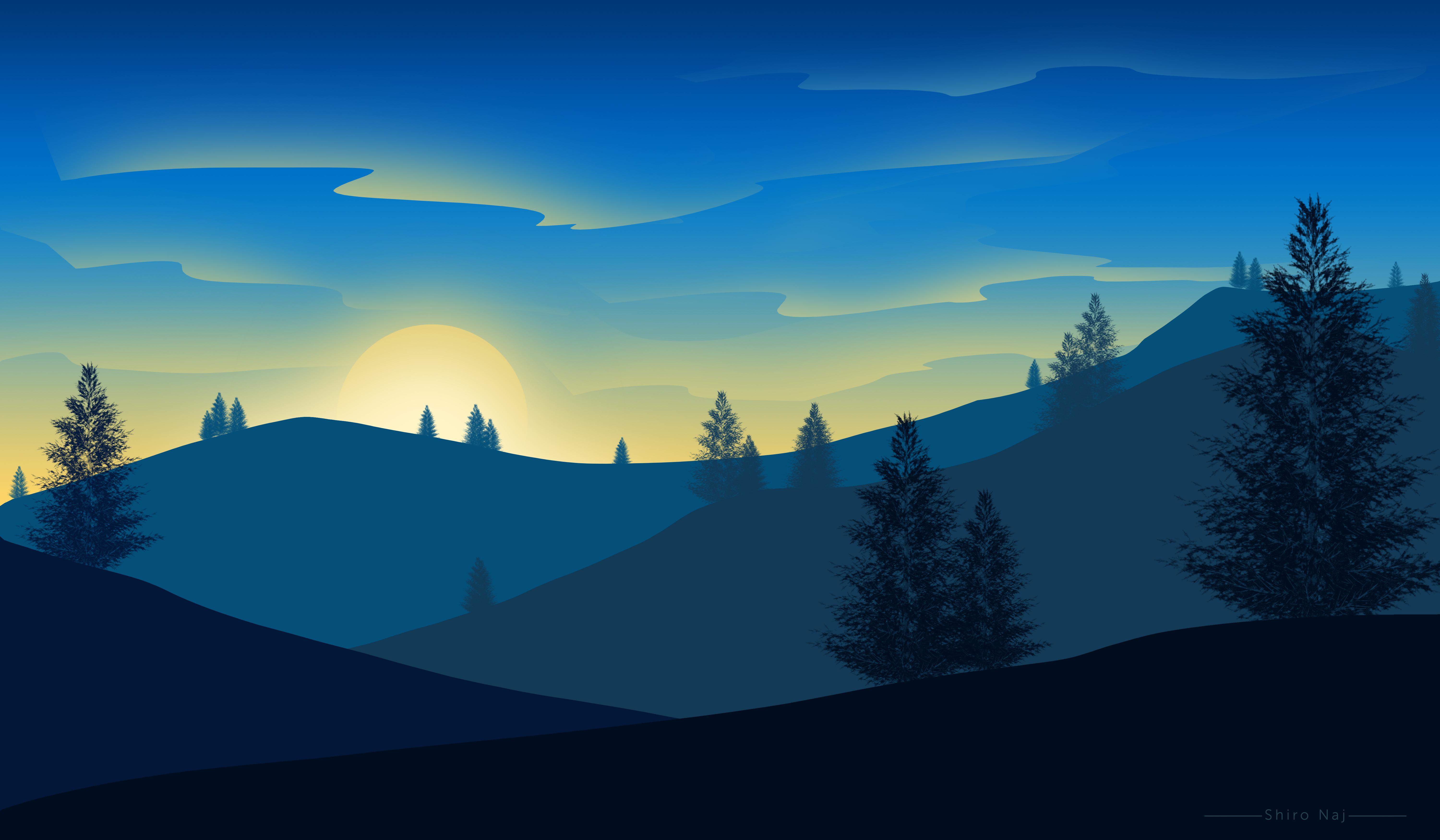 6000x3500 Sunrise Landscape Minimalism 5k Laptop Full HD 1080P HD 4k Wallpaper, Image, Background, Photo and Picture