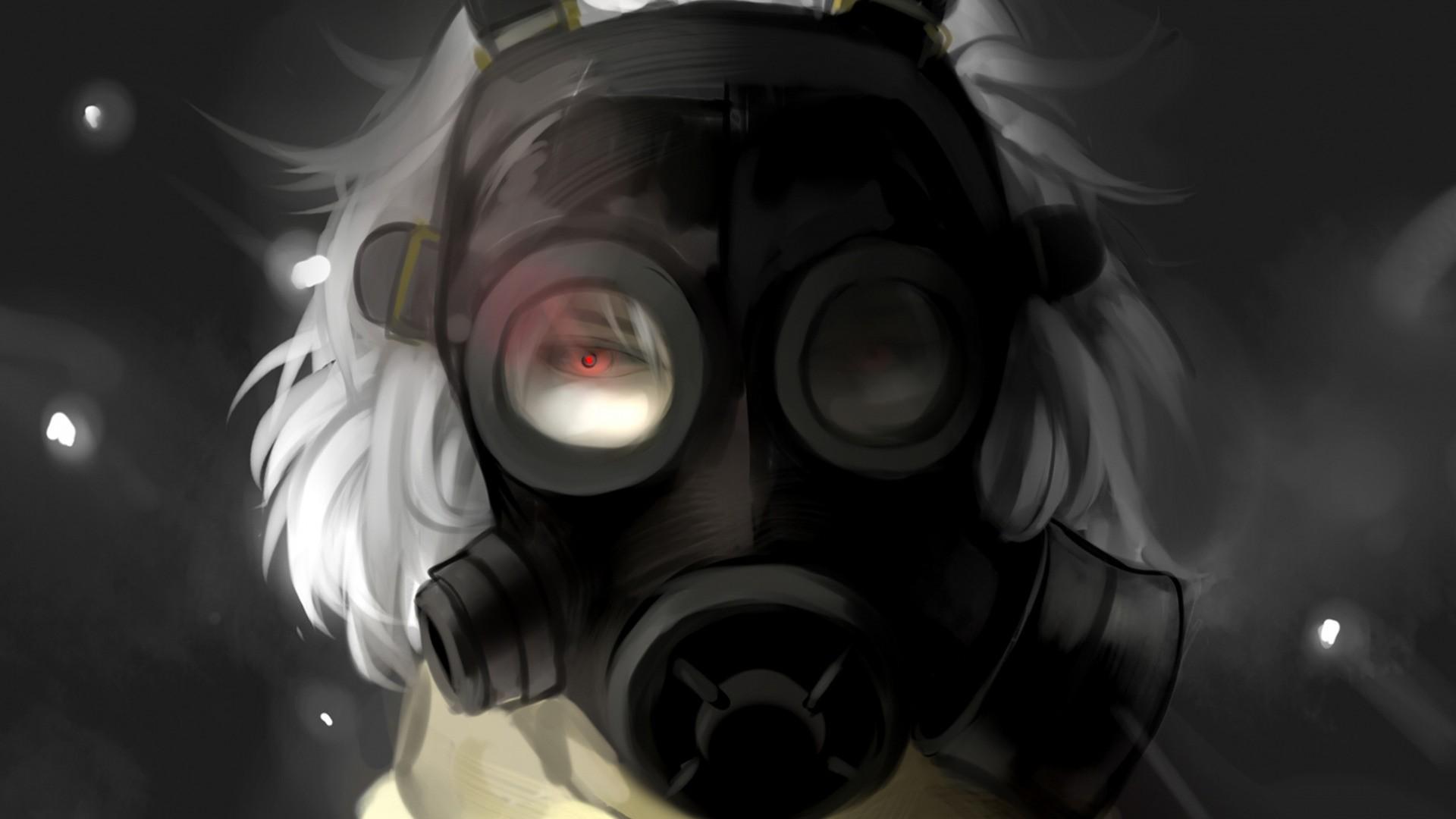 1920x1080 Anime Girl with Gas Mask Wallpaper