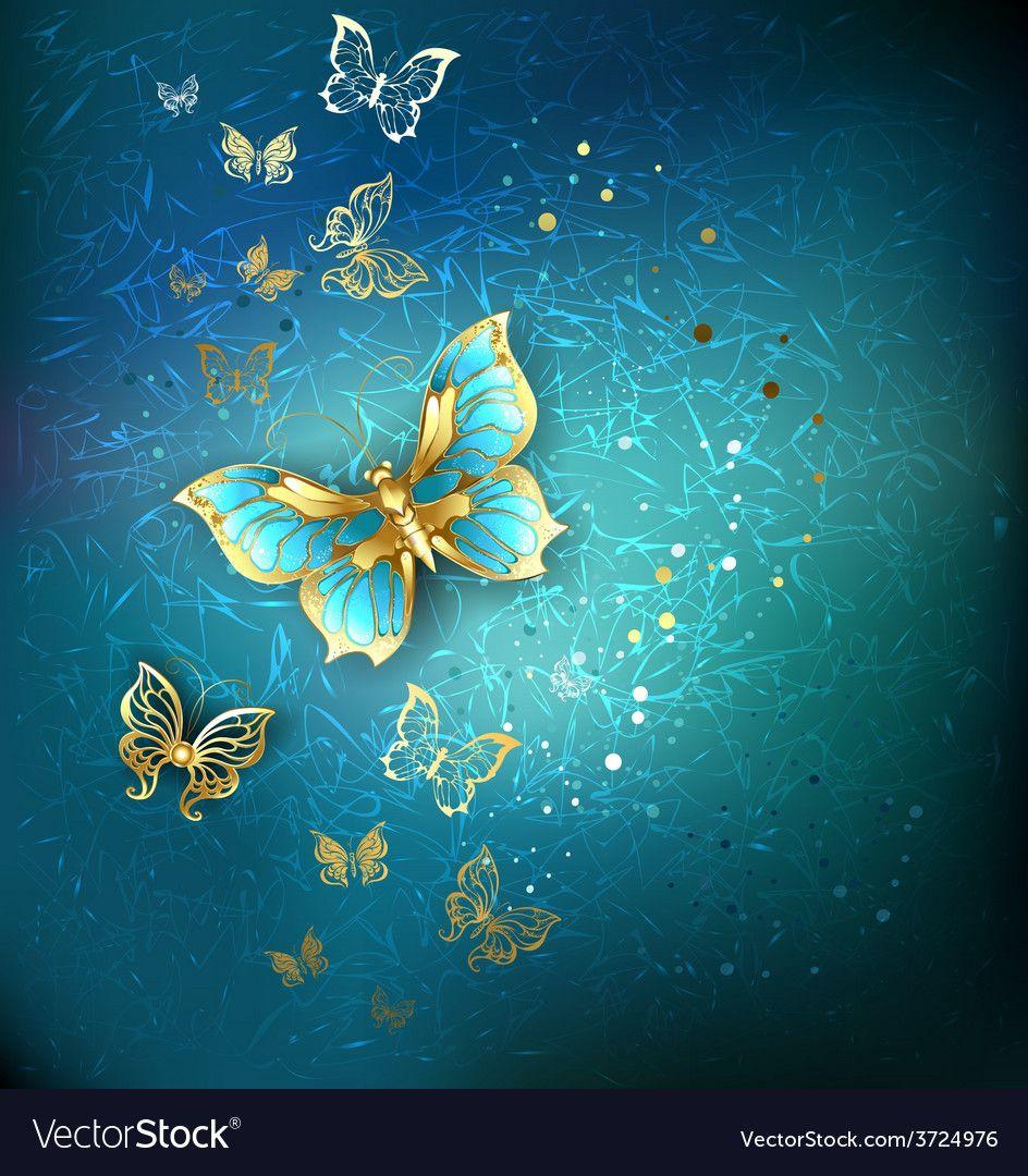 944x1080 luxury gold butterflies on a blue textural background. Download a Free Preview or High Quality Adobe Illu. Butterfly background, Butterfly art, Butterflies vector