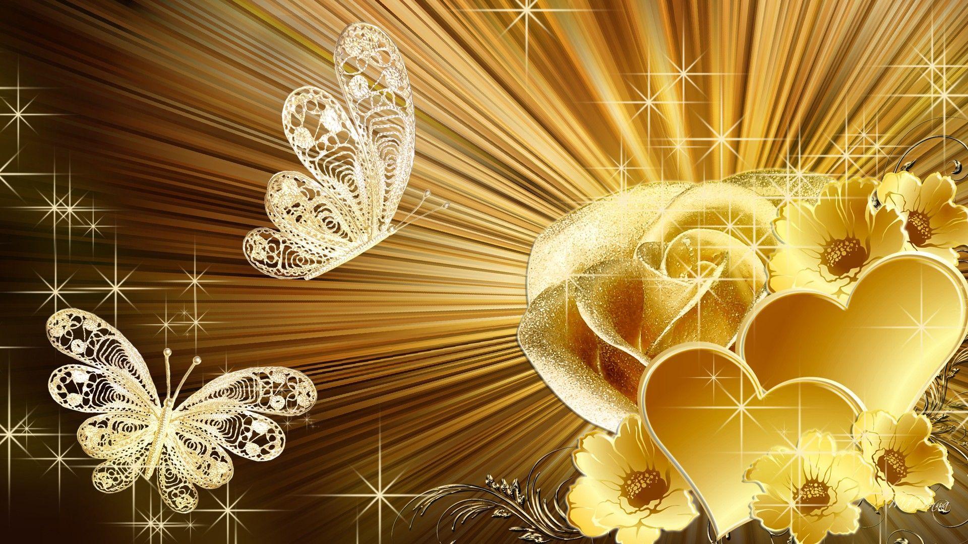 1920x1080 Golden Rose Wallpaper