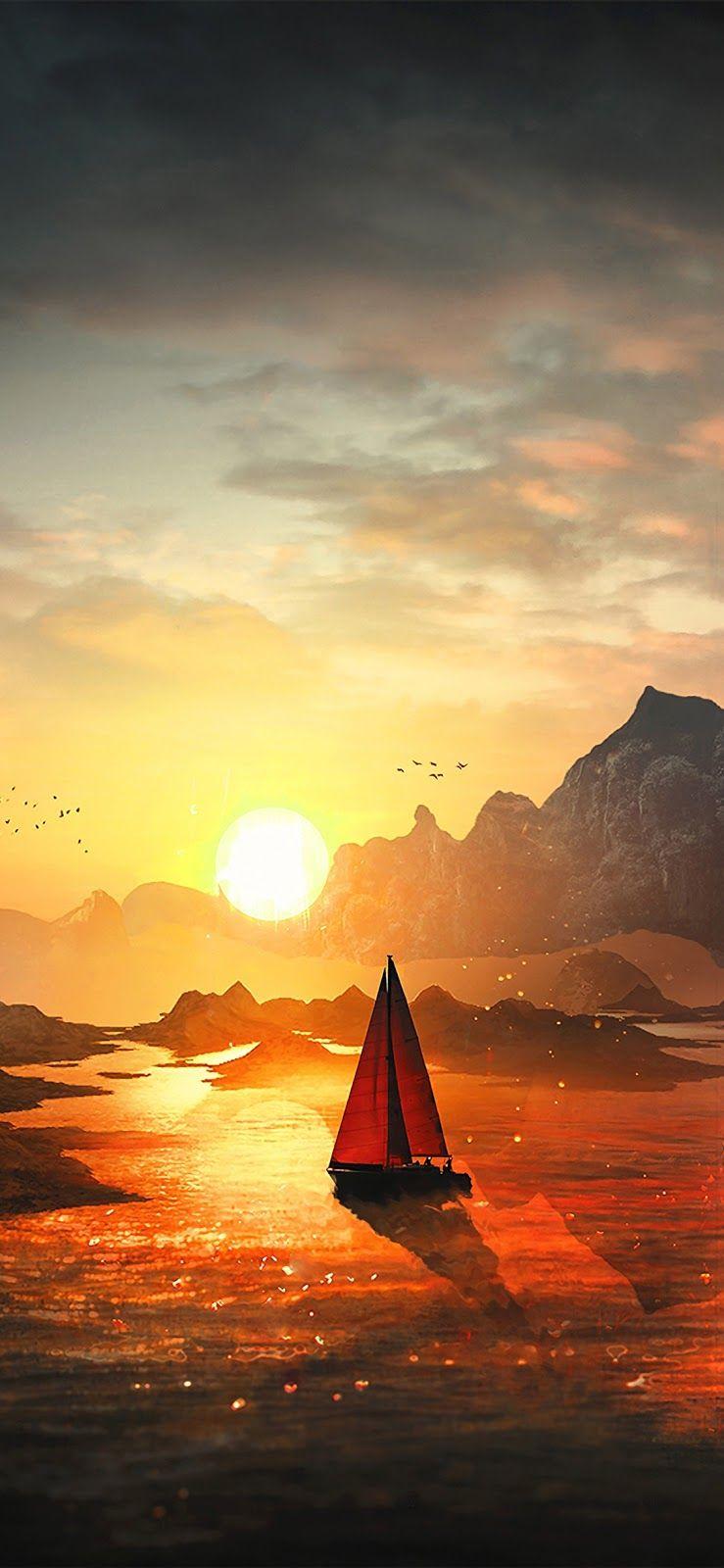 739x1600 Sunset (iPhone X) #wallpaper #iphone #android #background #followme. Android wallpaper, Android wallpaper space, Watercolor wallpaper iphone