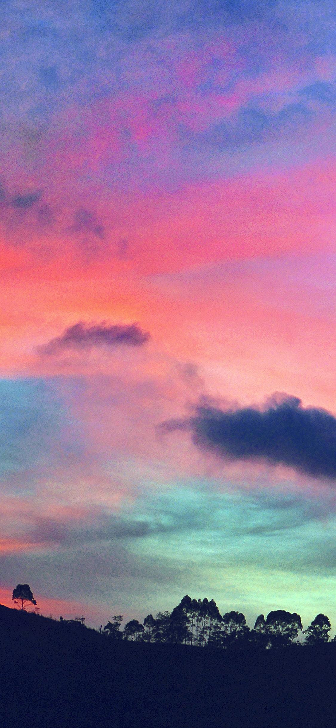 1125x2436 iPhone X wallpaper. sky rainbow cloud sunset nature blue pink