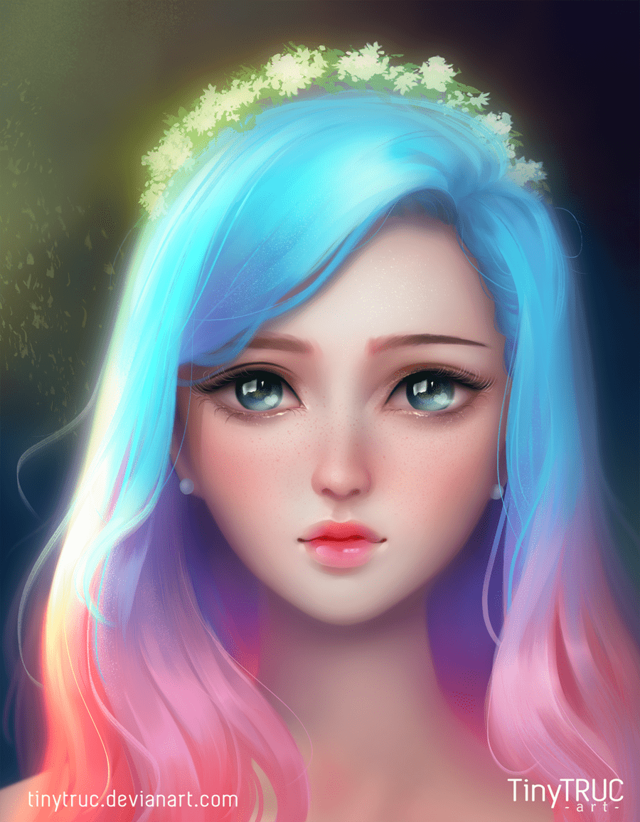 900x1155 Rainbow Beauty by TinyTruc. Anime art beautiful, Digital art girl, Anime art girl