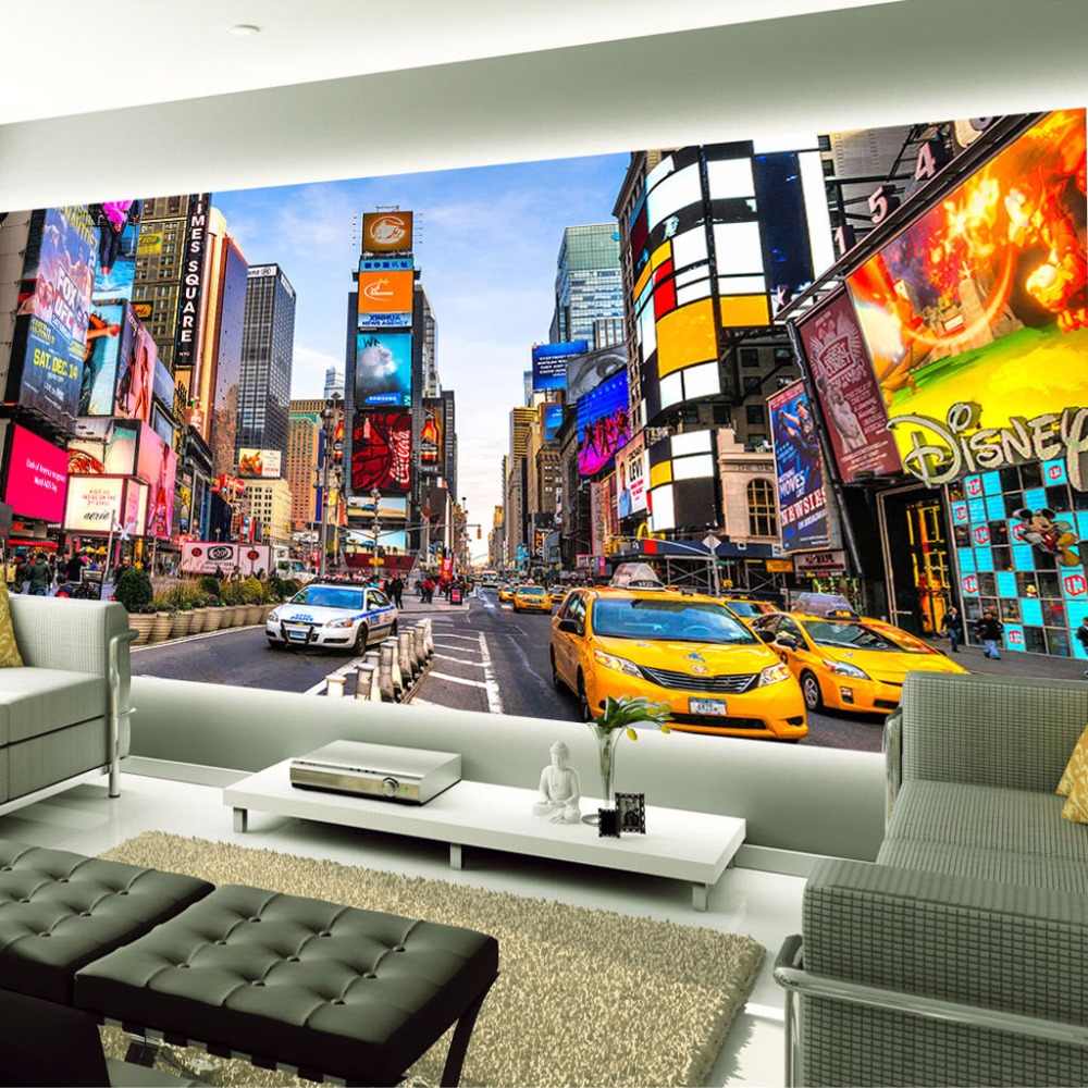 1000x1000 Custom Size Modern City New York Street View Photo Mural Non woven 3D Wallpaper For Living Room TV Sofa Background Wall Decor. wallpaper for living room. 3D wallpaperphoto murals