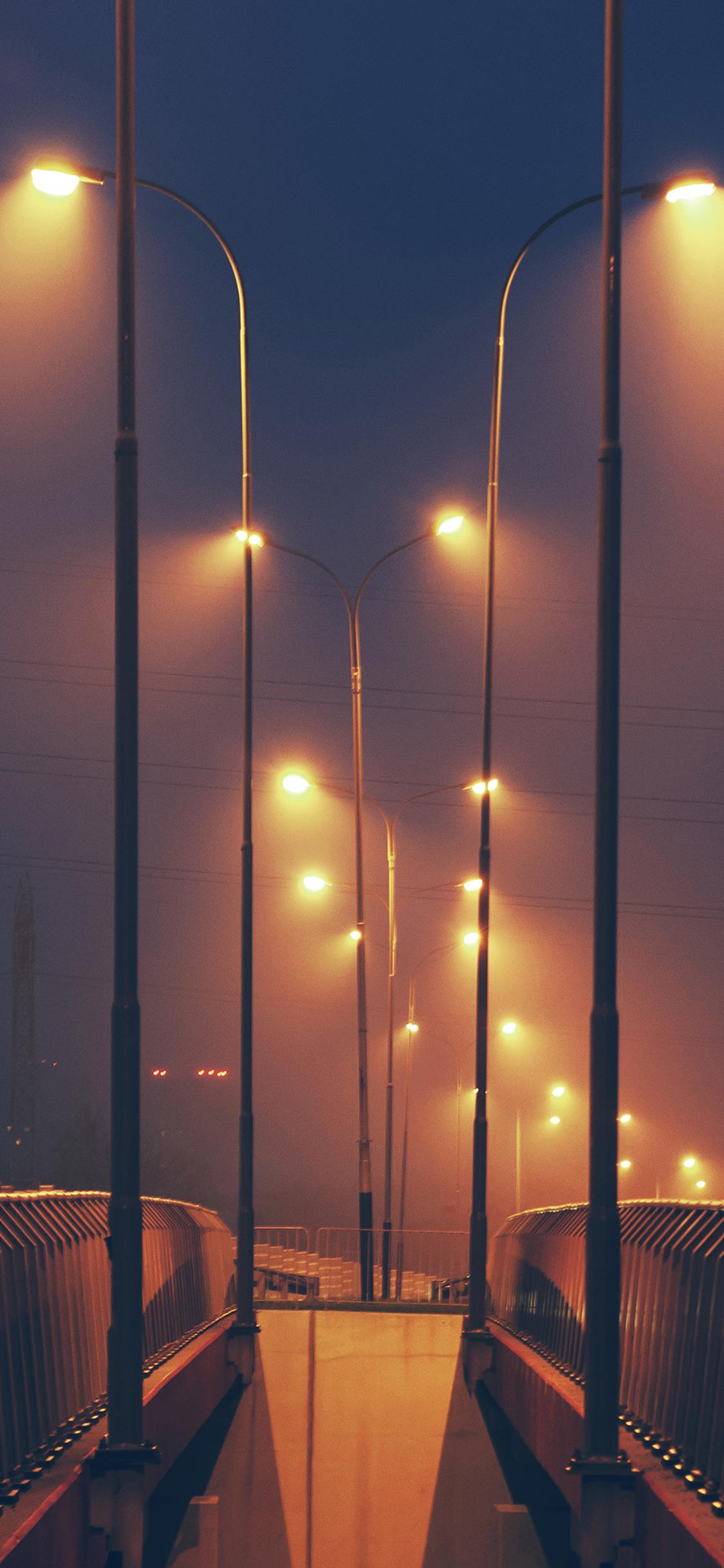 1125x2436 iPhone X wallpaper. night bridge city view lights street orange dark