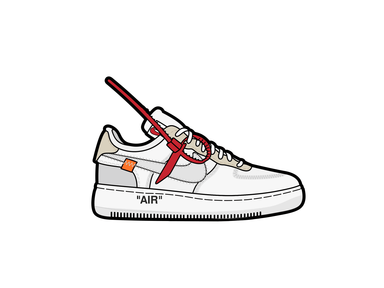 1600x1200 Off White Jordan 4 Cartoon Wallpaper