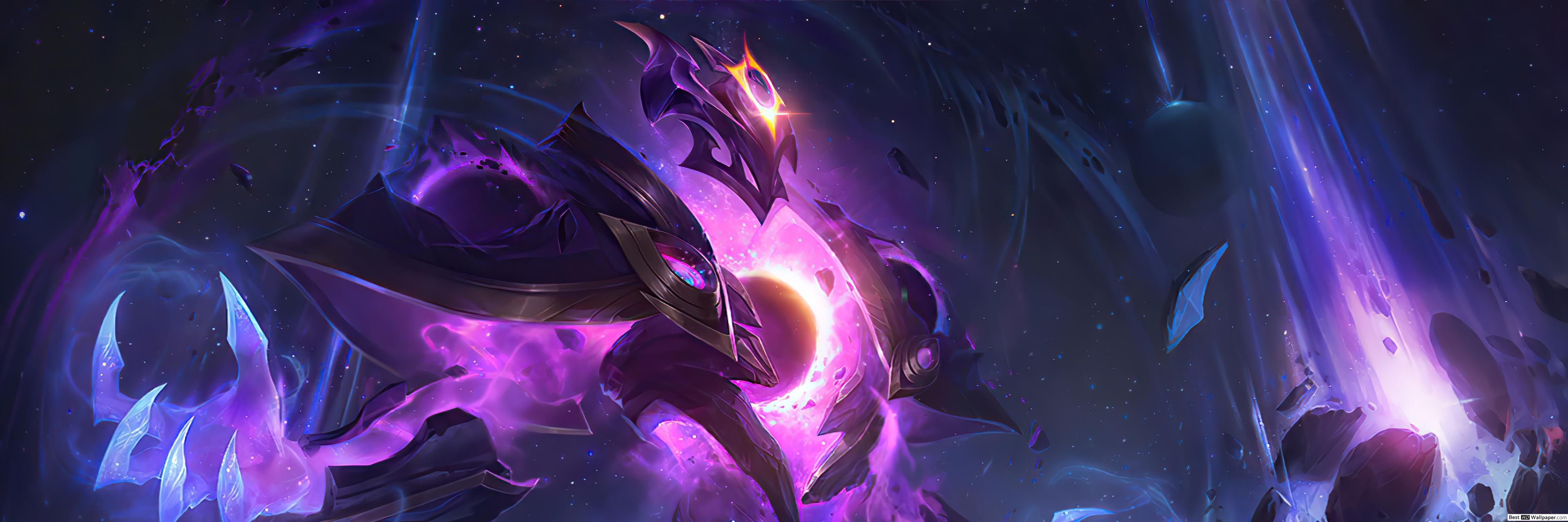 4000x1333 Dark Star 'Xerath' Splash Art (8K) of Legends (LOL) HD wallpaper download