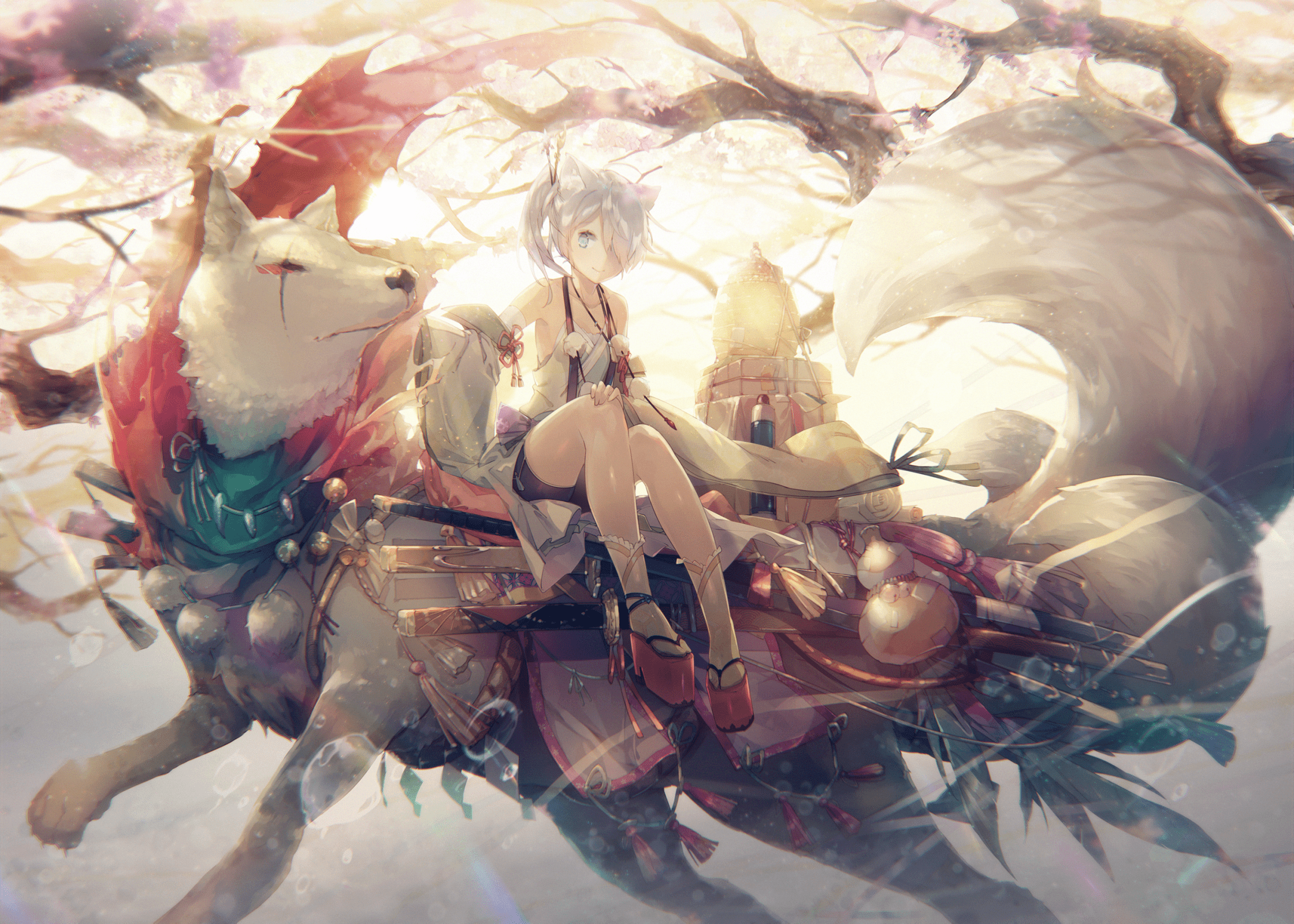 2240x1600 #anime, #anime girls, #animals, wallpaper. Mocah HD Wallpaper