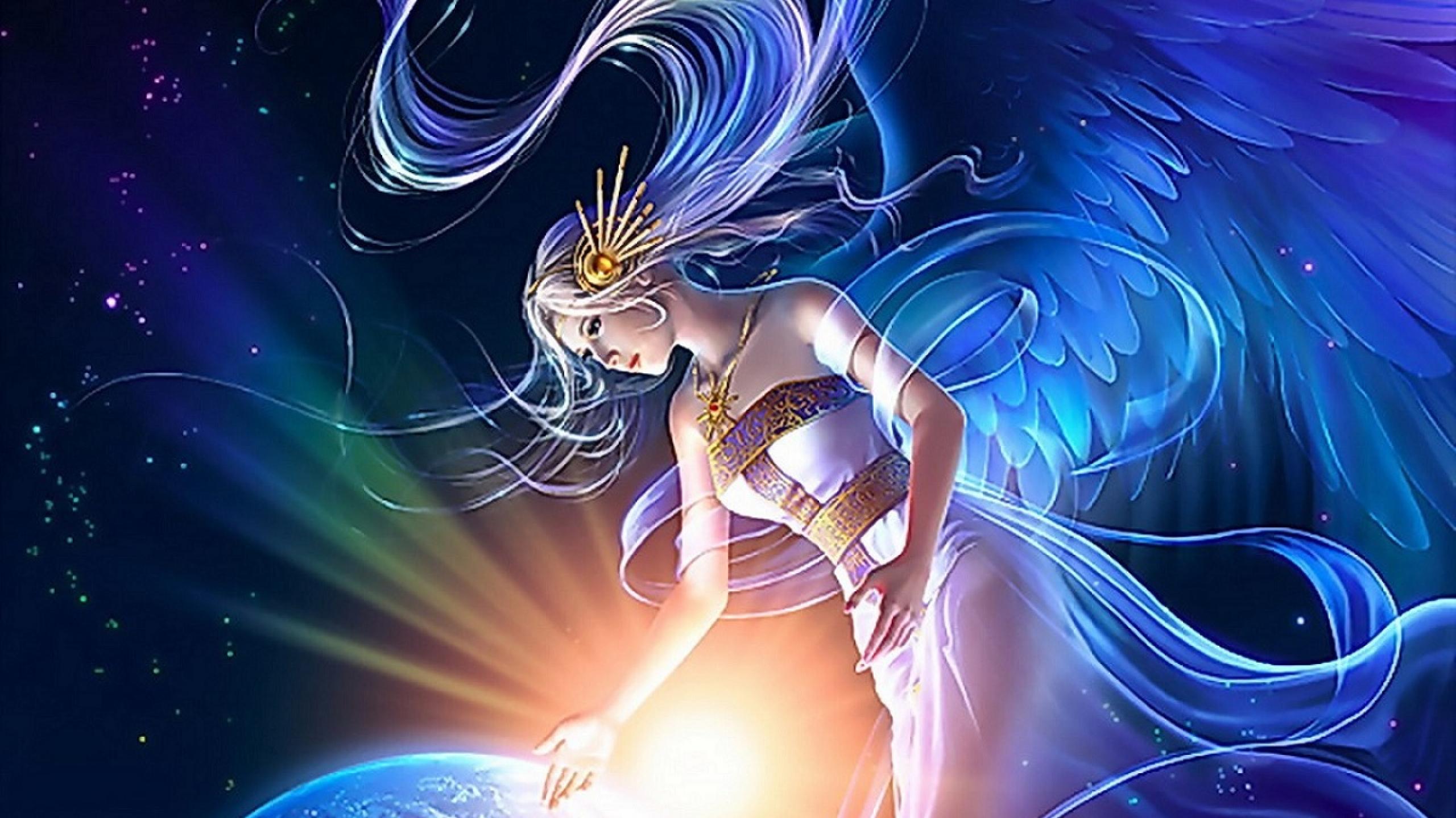 2560x1440 Silent Wings Angel Earth Beautiful Takaki 2560x1440 HD Wallpaper