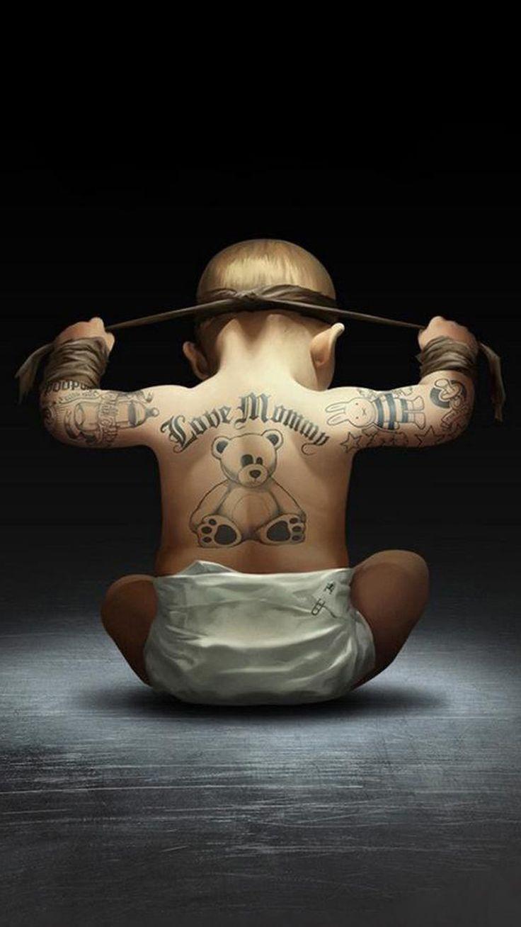 736x1308 Cute Little Cool Man #iPhone #plus #wallpaper. Baby bear tattoo, Baby wallpaper hd, HD cool wallpaper