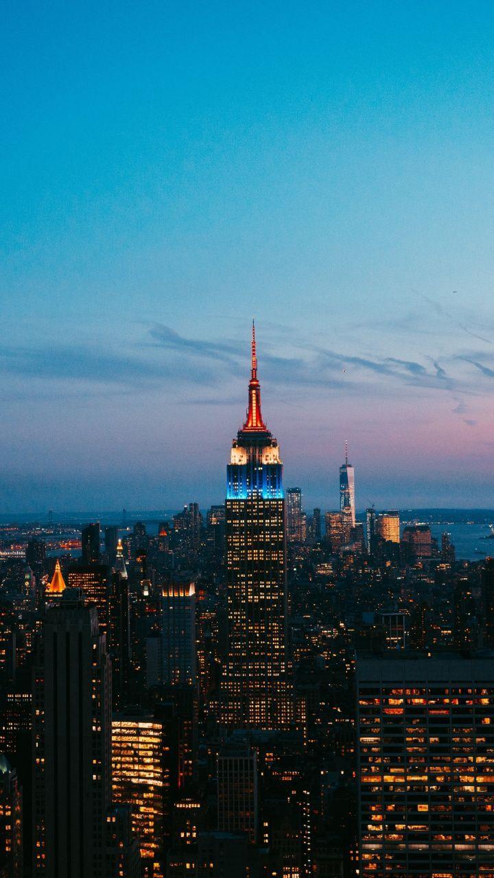 720x1280 New york, skyscrapers, night, city, buildings, empire state building, 720x1280 wallpaper. City wallpaper, New york wallpaper, City photography