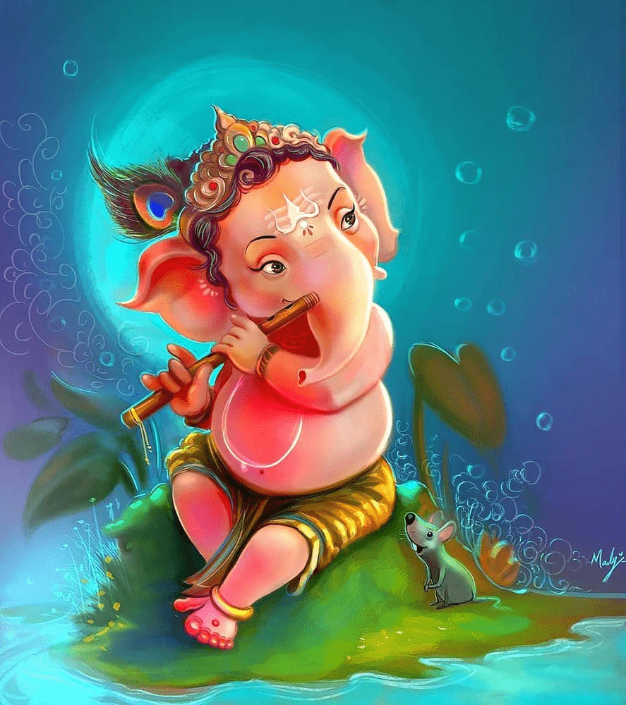 887x1000 Lord Ganesha Animated Image. God Ganesha Vinayaga Pillayar Animated Wallpaper HD Own Web