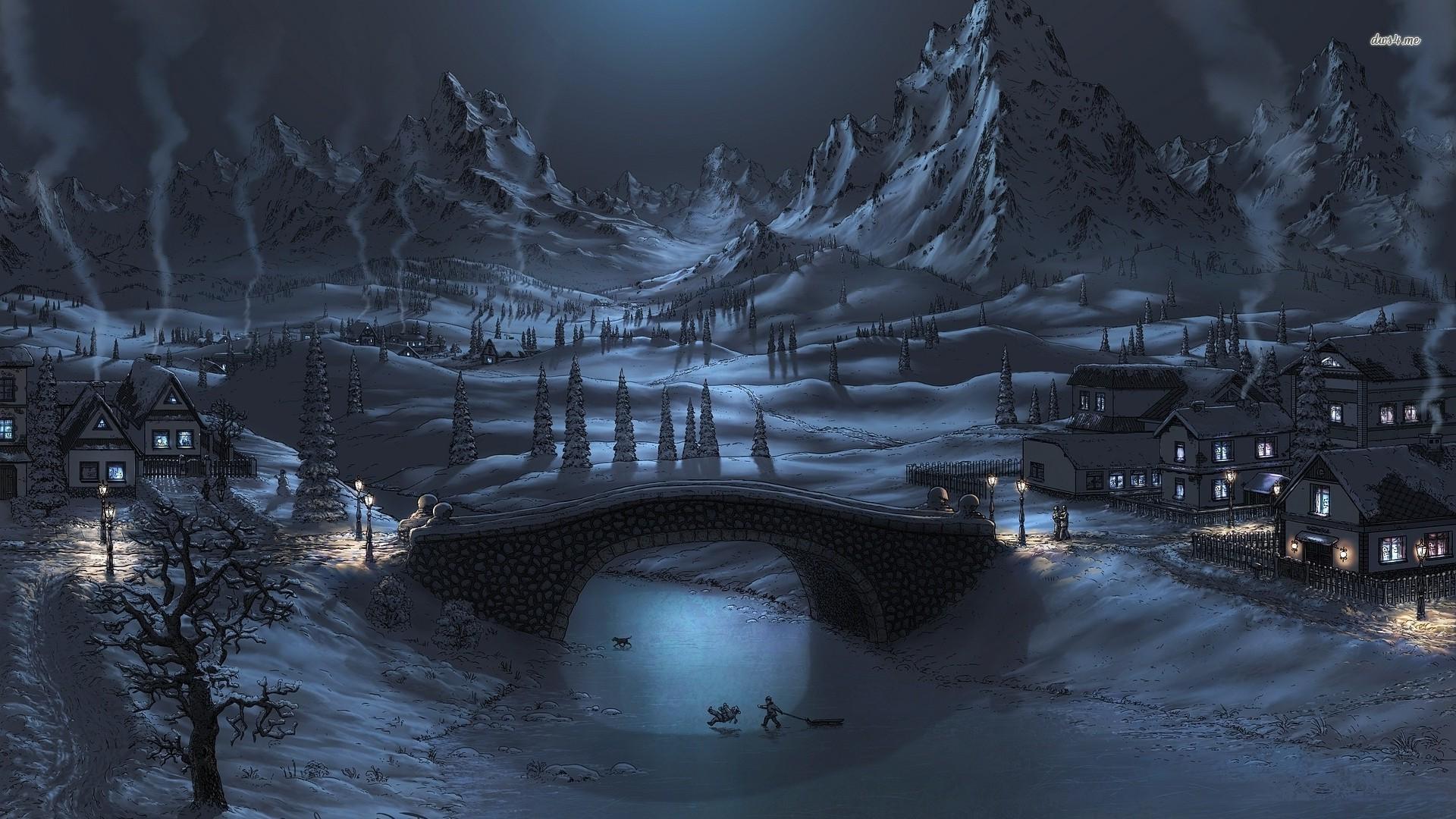 1920x1080 Winter Night wallpaperx1080