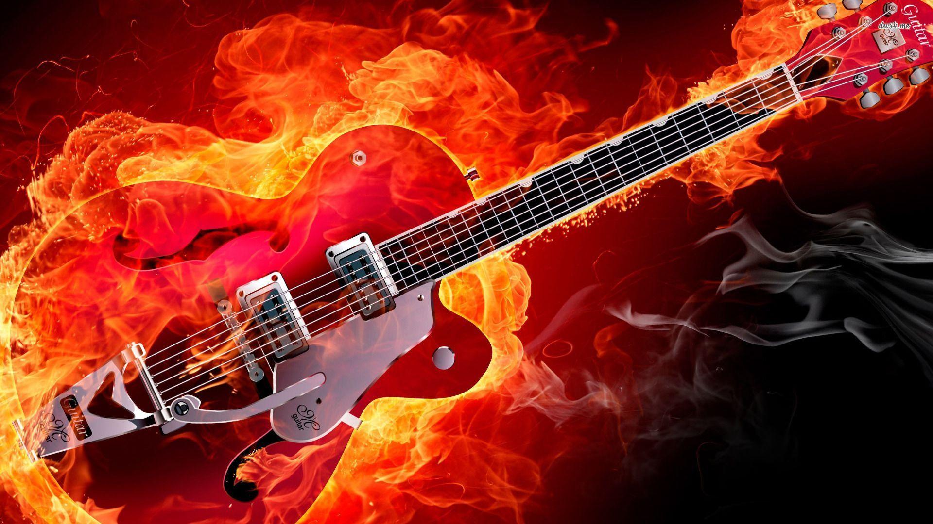 1920x1080 Flaming guitar wallpaper wallpaper