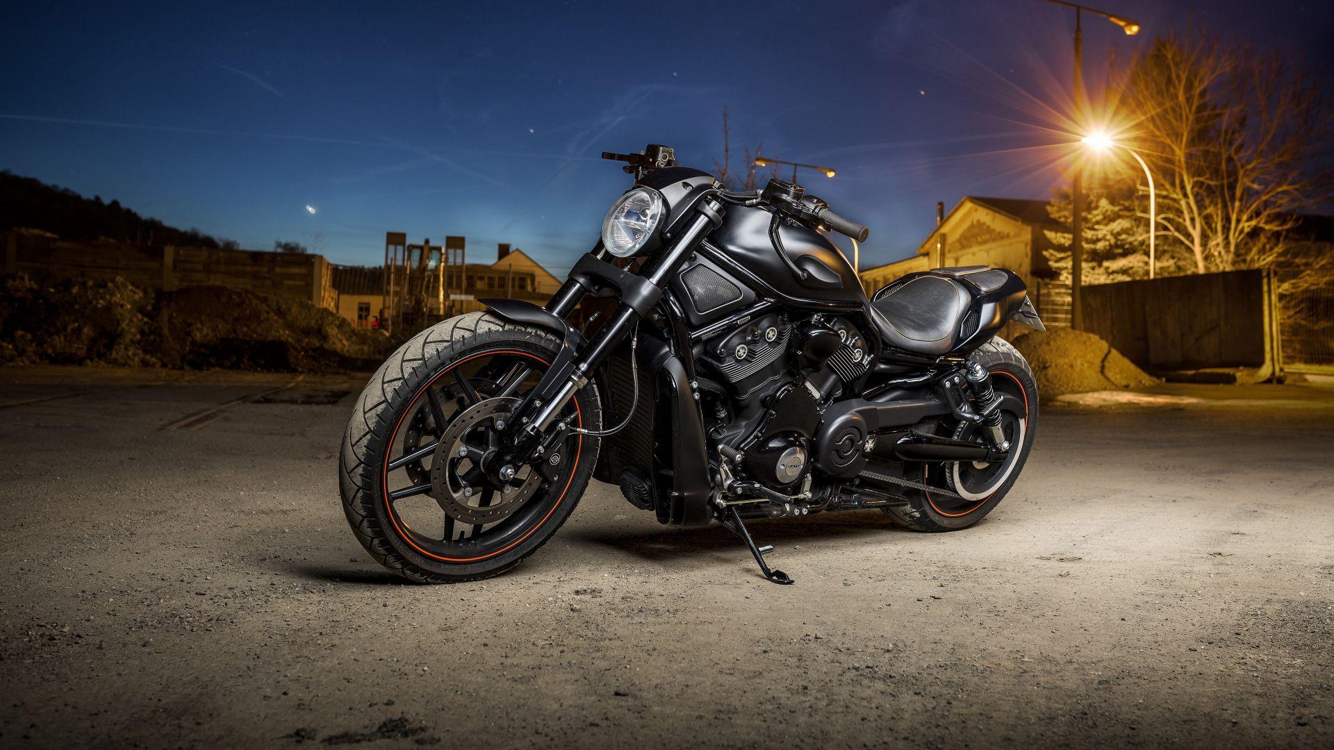 1920x1080 Desktop wallpaper harley davidson, muscle bike, night out, HD image, picture, background, fe9c61