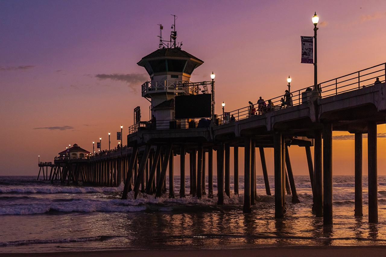 1280x854 Image California USA Huntington Beach Pier Ocean Nature Bridges