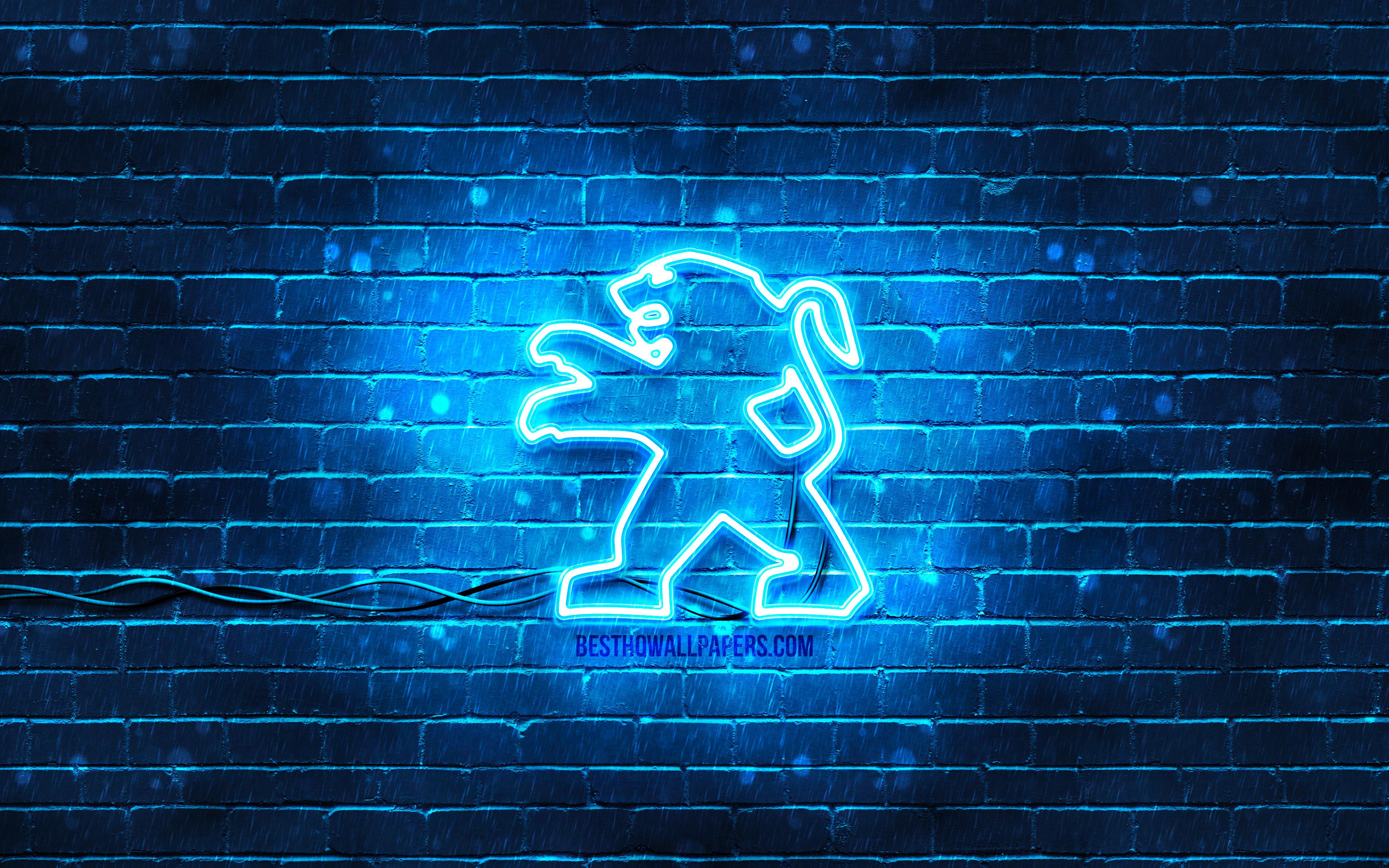 3840x2400 Download wallpaper Peugeot blue logo, 4k, blue brickwall, Peugeot logo, cars brands, Peugeot neon logo, Peugeot for desktop with resolution 3840x2400. High Quality HD picture wallpaper