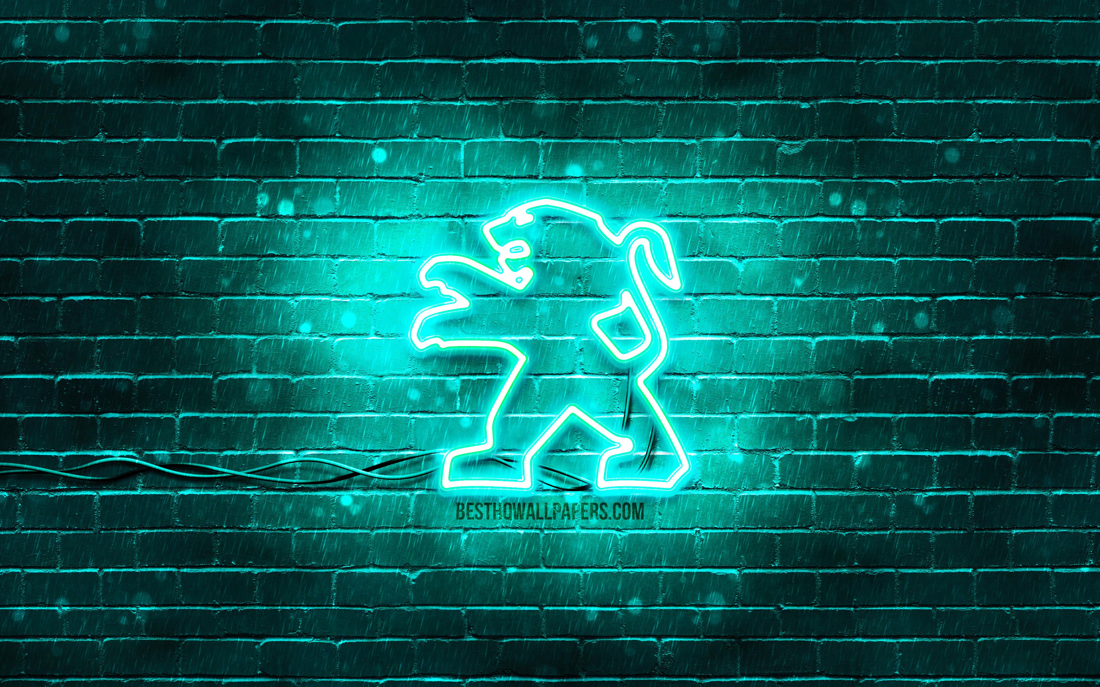3840x2400 Download wallpaper Peugeot turquoise logo, 4k, turquoise brickwall, Peugeot logo, cars brands, Peugeot neon logo, Peugeot for desktop with resolution 3840x2400. High Quality HD picture wallpaper