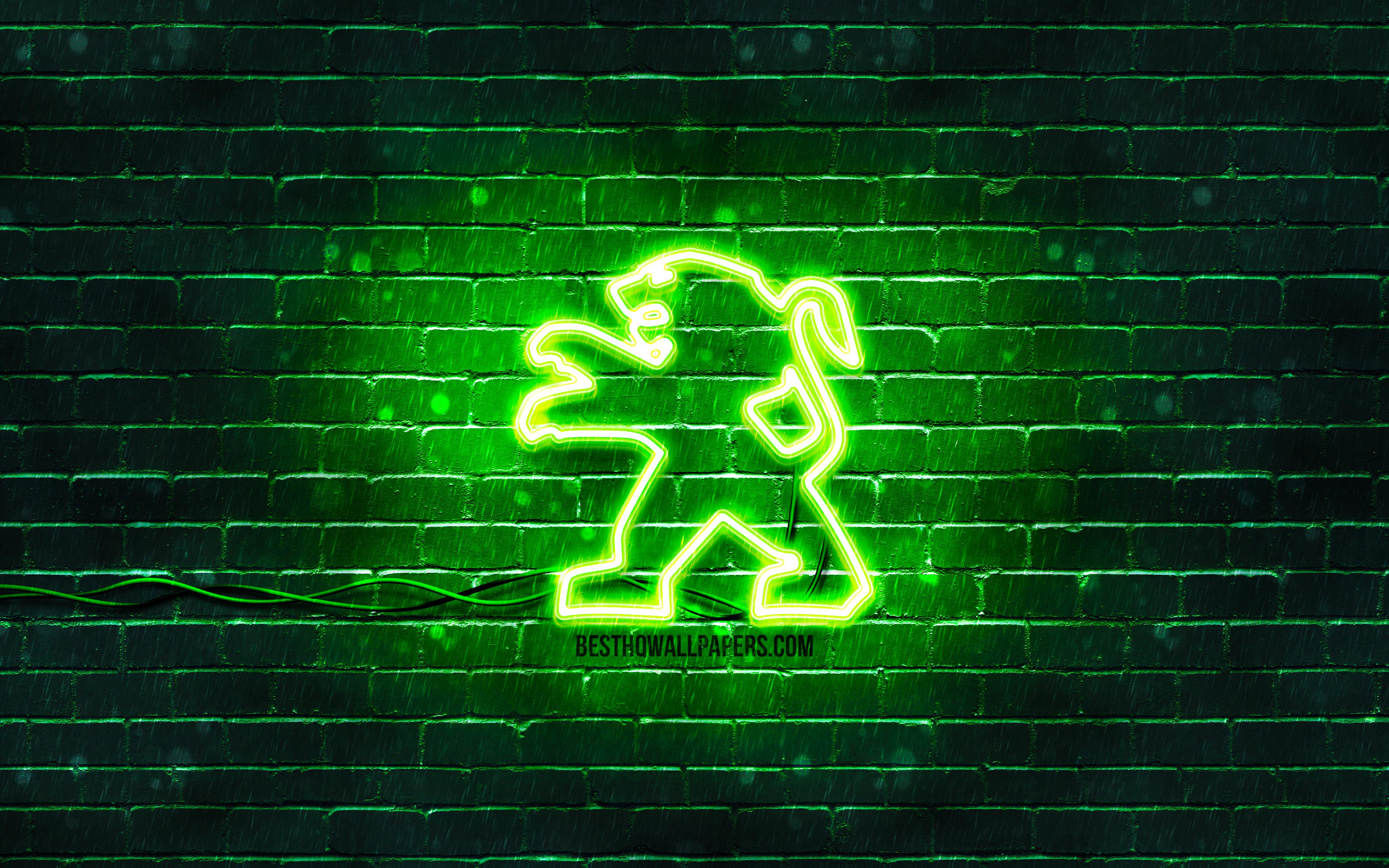 3840x2400 Download wallpaper Peugeot green logo, 4k, green brickwall, Peugeot logo, cars brands, Peugeot neon logo, Peugeot for desktop with resolution 3840x2400. High Quality HD picture wallpaper