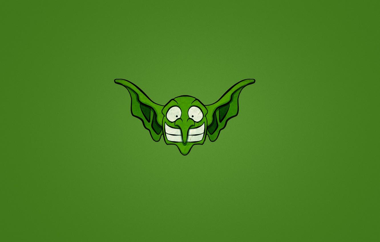 1332x850 Wallpaper Smile, Minimalism, Head, Goblin, Green Background, Eared, Big Nosed, Goblin Image For Desktop, Section минимализм