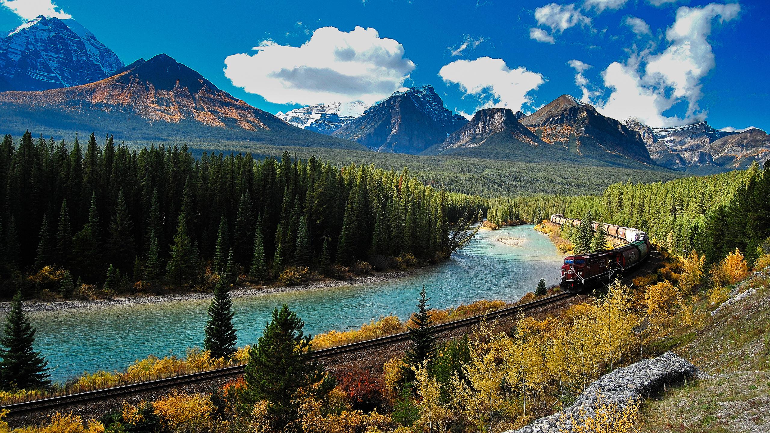 2560x1440 Image Banff Canada Autumn Nature mountain park forest 2560x1440