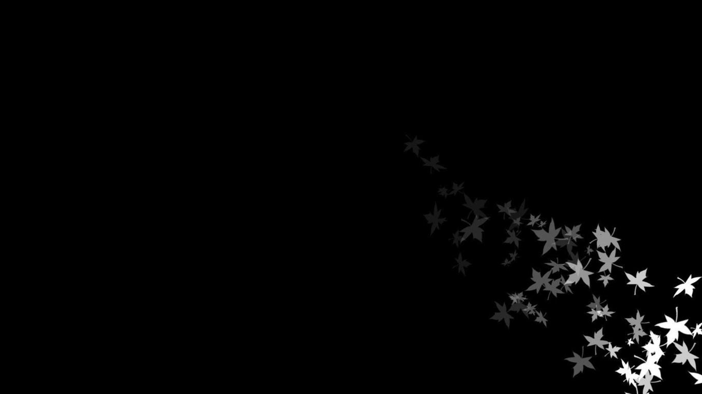 1366x768 White Leaves On Side With Dark Black Background HD Black Aesthetic Wallpaper