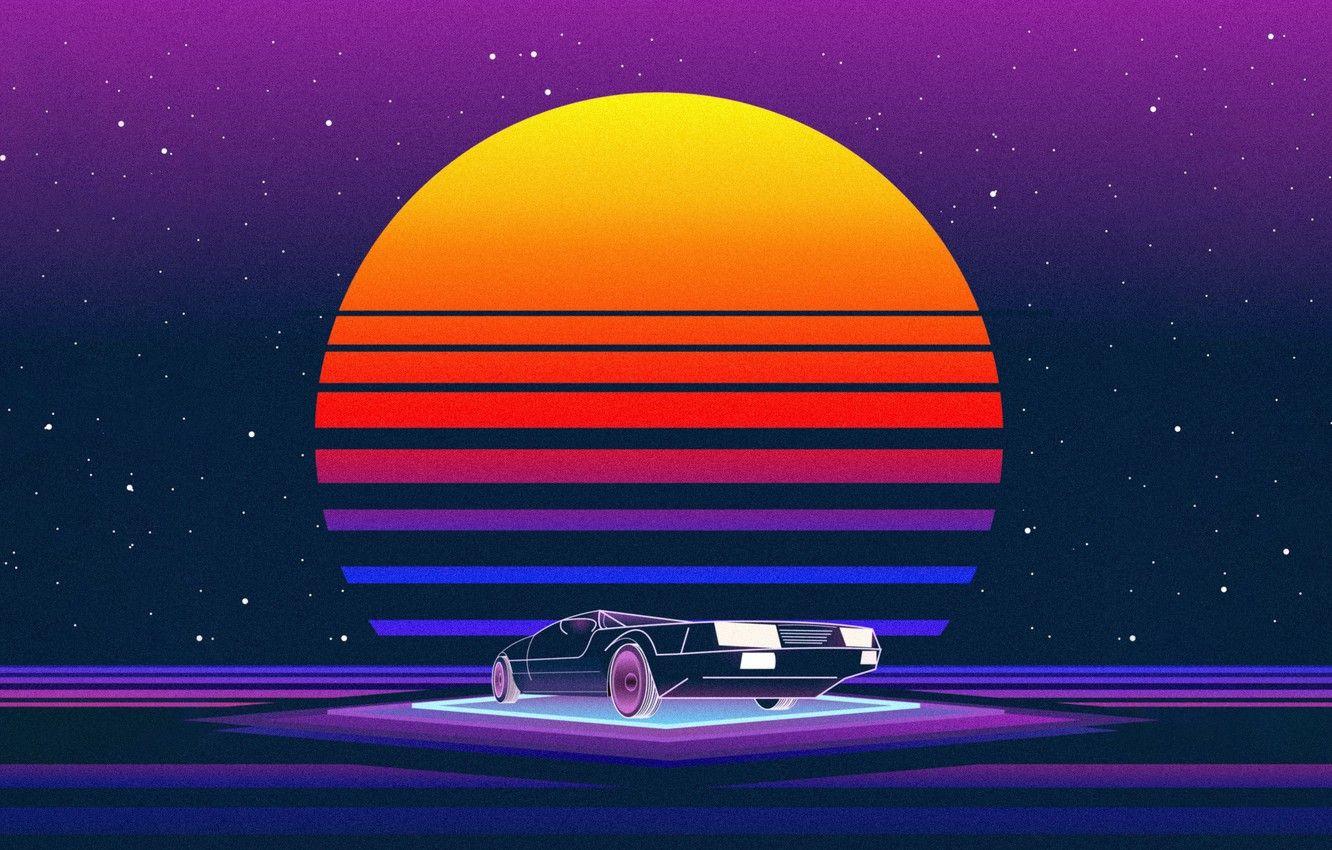 1332x850 Retro 80s Sun Wallpaper